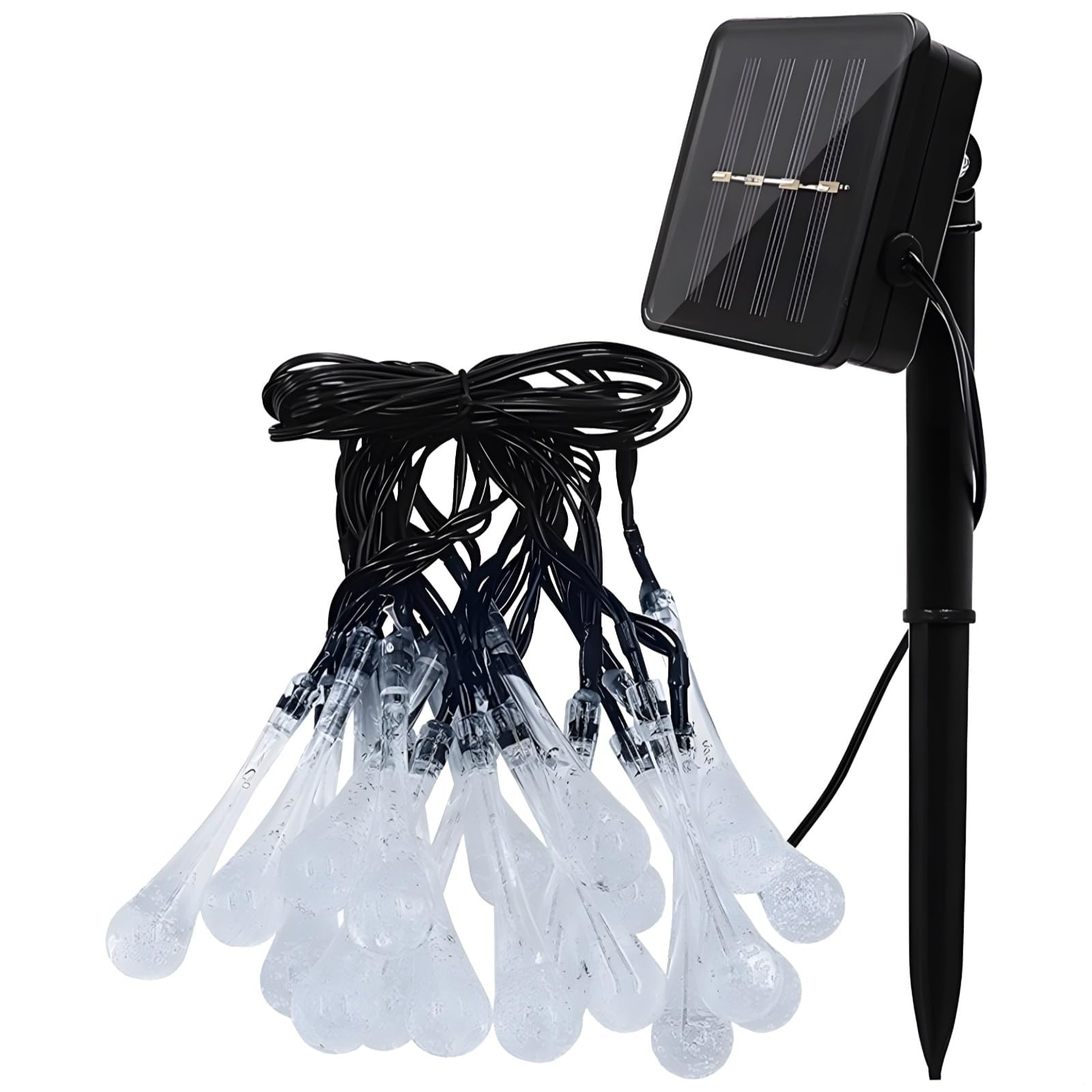 Decorative Lights,30 Led Solar-Powered Raindrop Lights String, Waterproof Garden Lighting, Multicolor Pvc Bulbs, Available In Two Sizes,