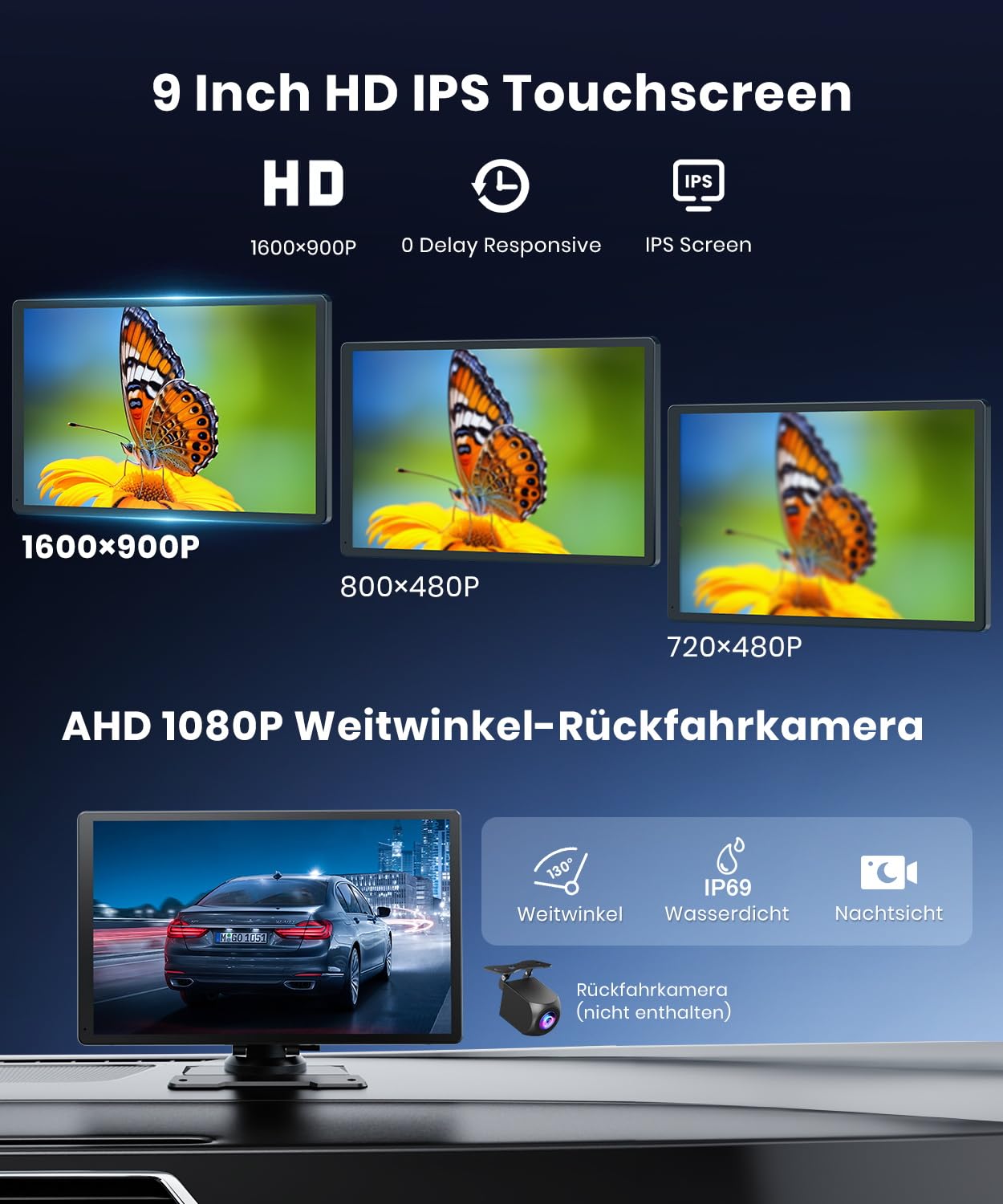 Foxpark 9.26-Zoll CarPlay Display mit IPS Touchscreen, kabelloses Apple CarPlay & Android Auto,Bluetooth 5.0, Mirror Link,FM/AUX,einfache Plug & Play Installation für ältere Fahrzeuge