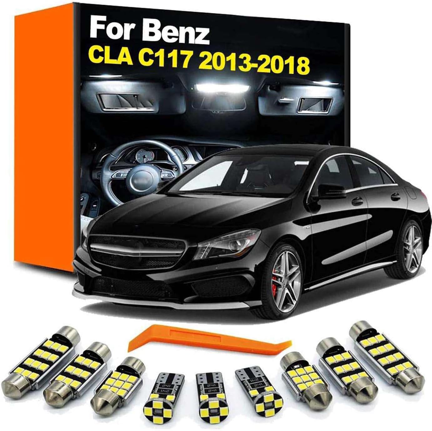 13Pcs LED Interior Indoor Light Kit, for Mercedes Benz CLA Class C117 CLA180 CLA200 CLA220 CLA250 2013-2018 Trunk Lamp