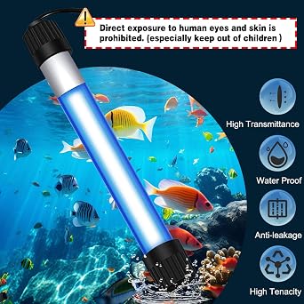 9W Timer UV Aquarium Clean Light Algae Removal LED Light Waterproof for Fish Tank Pond Aquarium