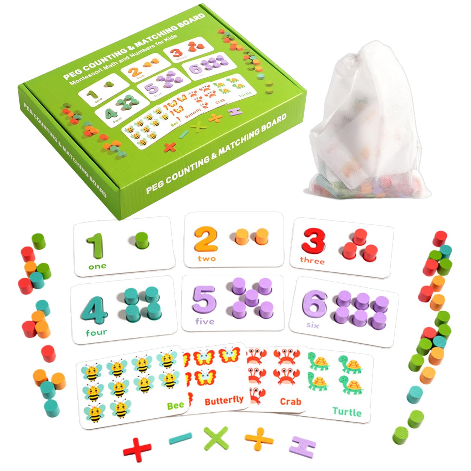 Counting Board With Pegs - Wooden Math Learning Toy | Counting Toys For Preschool Preschool Home School Classroom Boys