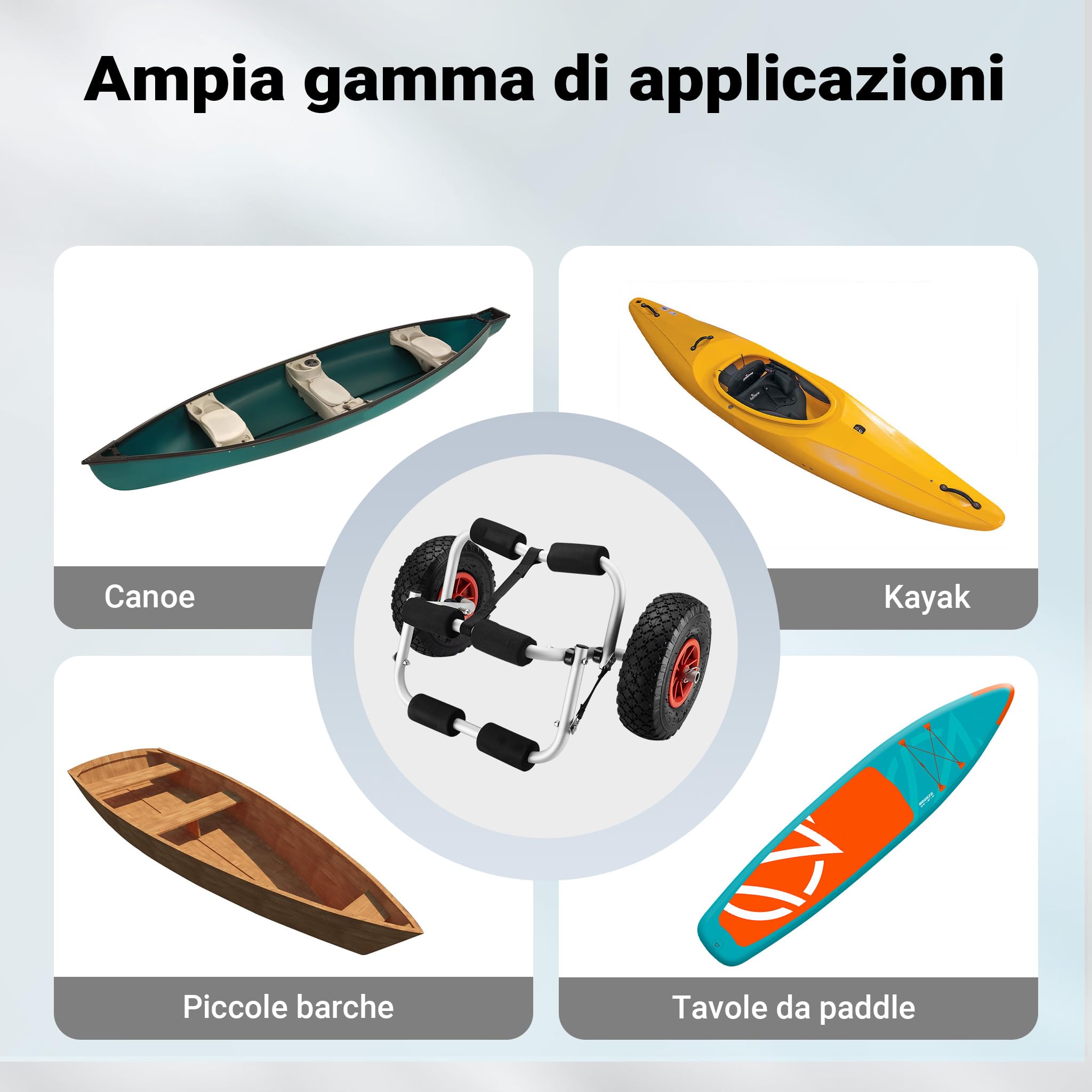 Wiltec Carrello da Trasporto per Kayak in Alluminio