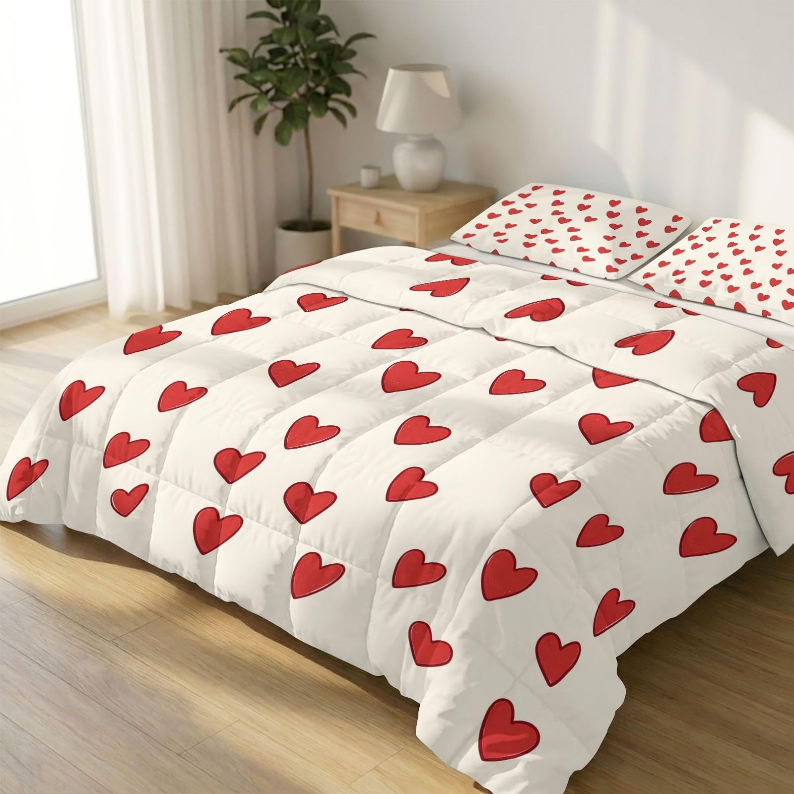 Couette 4 saisons cœurs rouges pour des nuits douillettes et chaleureuses