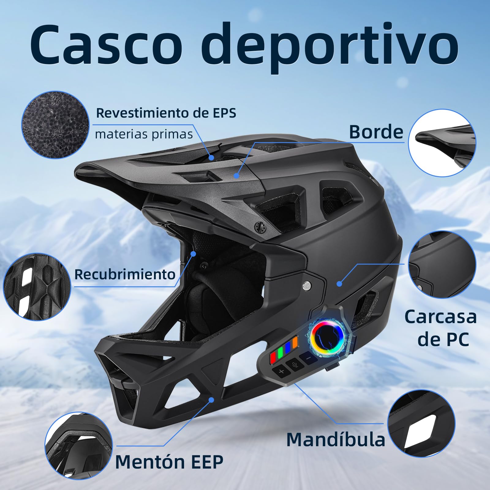 Casco de Bicicleta de montaña MTB Downhill Según Norma de Seguridad EN1078, Aberturas de ventilación para Flujo de Aire y refrigeración, Carcasa Exterior de PC Adulto Negro