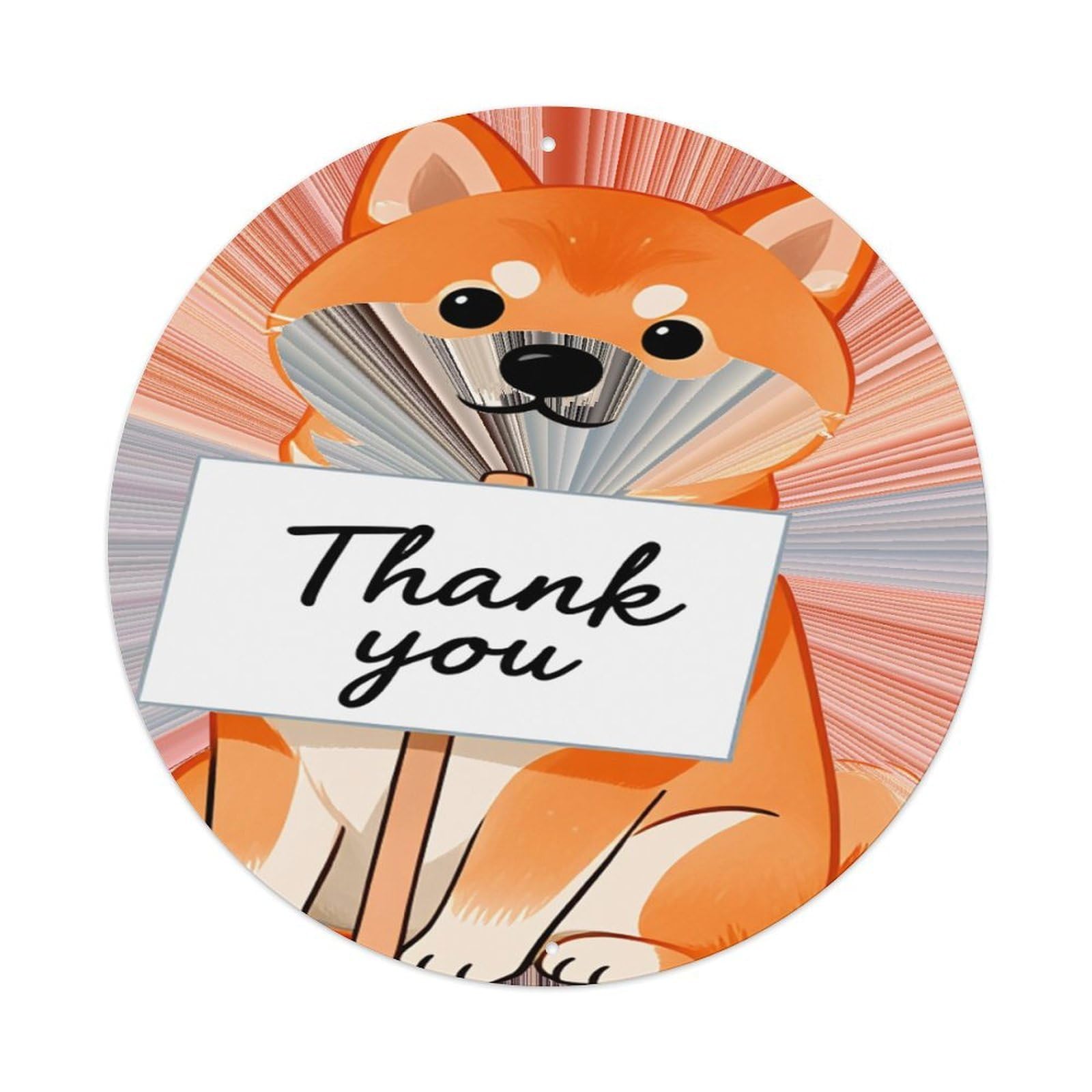 Cute Dog Holding Thank You Sign Round Tin Sign Retro Metal Sign for Cafe Bar Pub Home Game Room Gym Club Wall Decoration Vintage Metal Poster 8x8 Inch