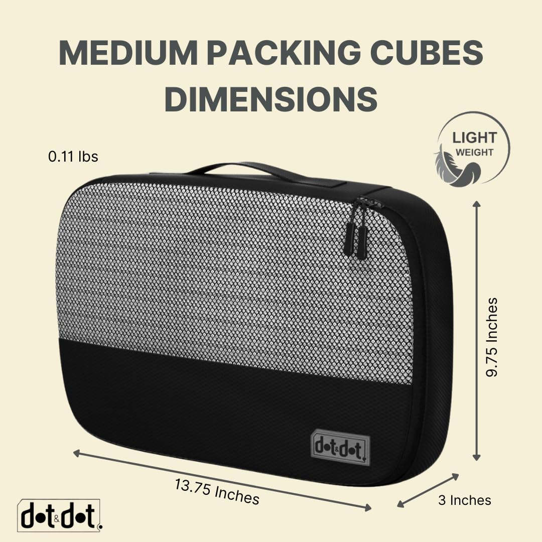 Medium 5pc Packing Cubes for Travel - Lightweight Luggage Organizer Bags for Suitcases (Non-Compression) view 3