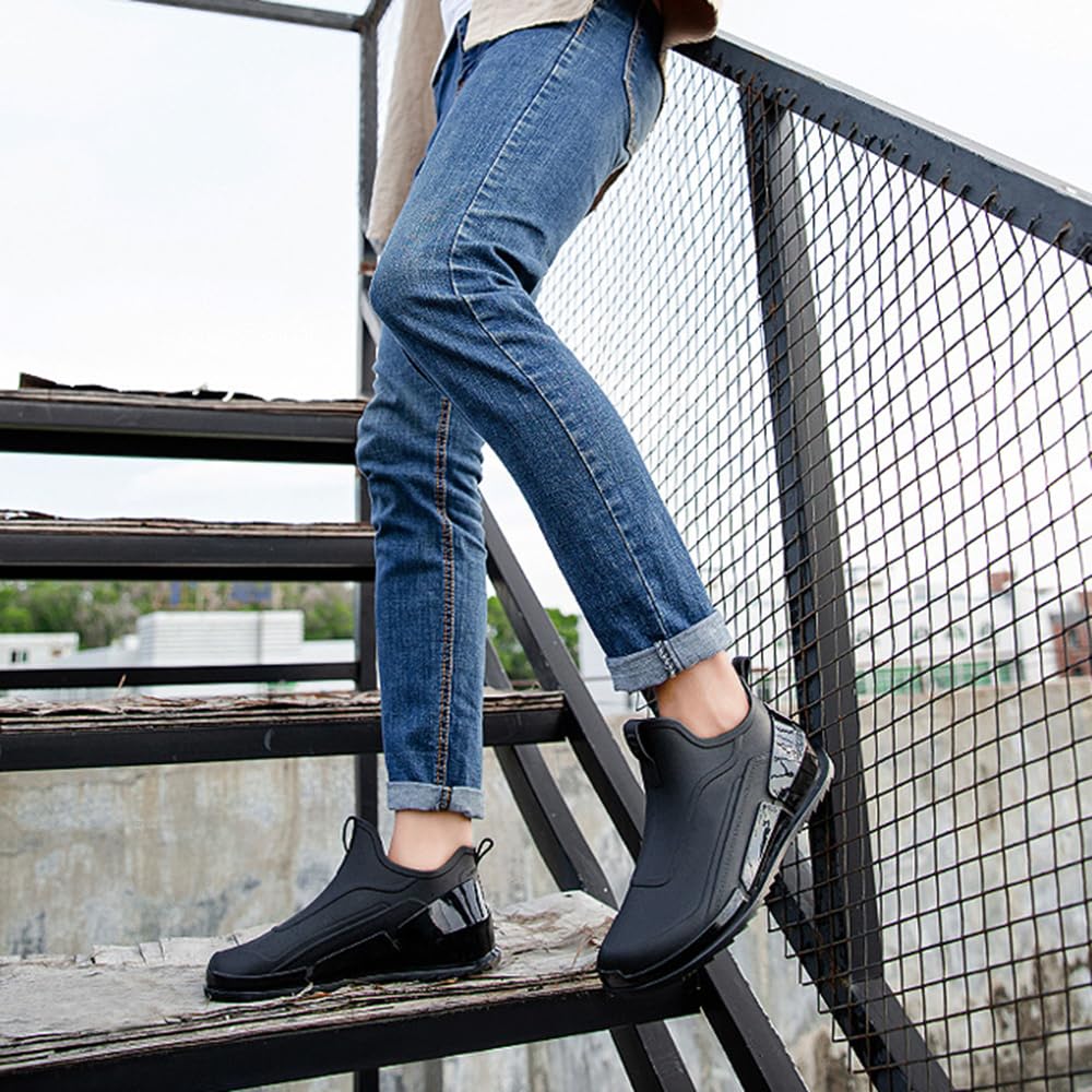 Rojeam Botas de Lluvia Hombre Impermeable Zapatos de Jardinería Botas de Agua