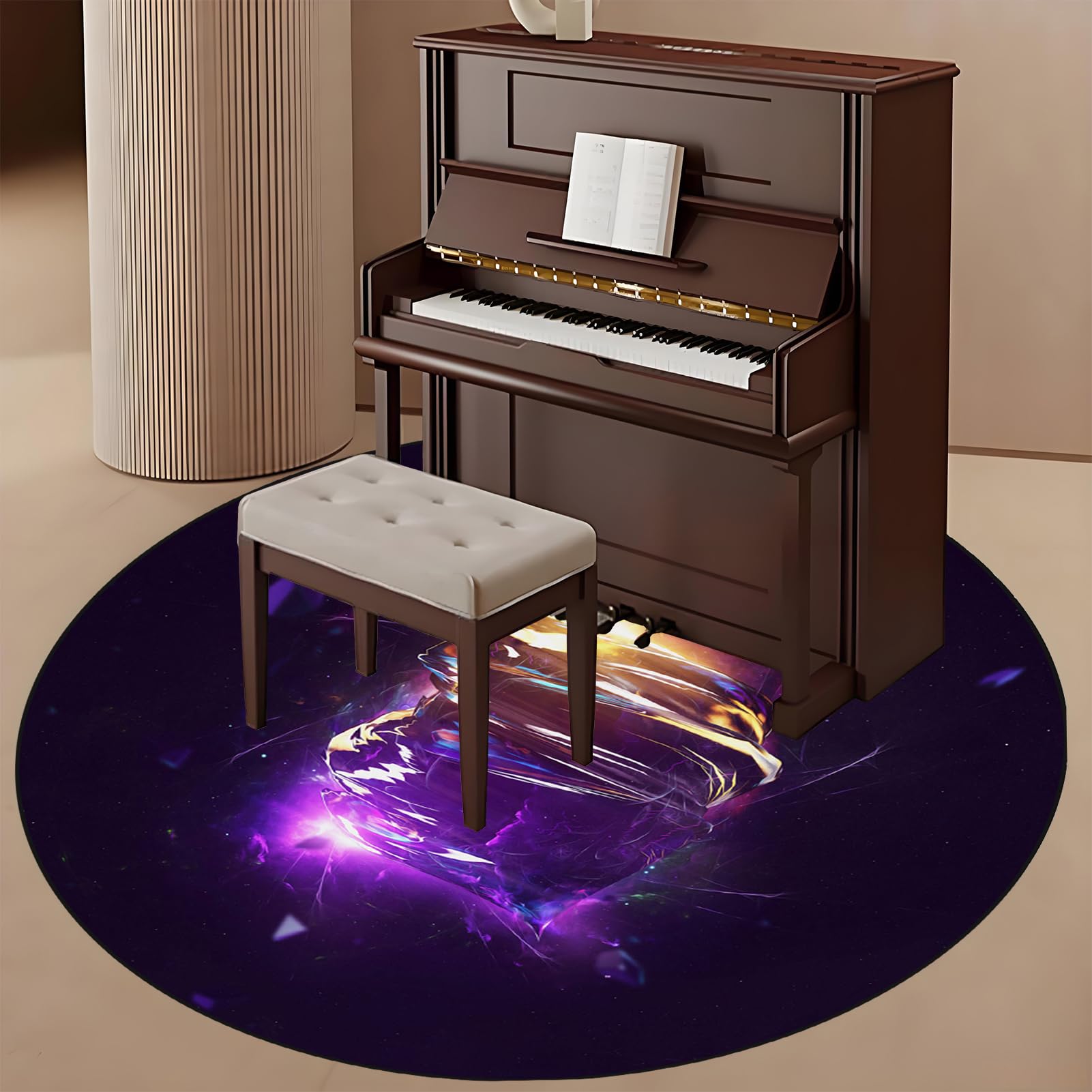 Schlagzeugteppich Elektrisches Schlagzeug Teppich Drum Teppich Professionelles Schallschutz Trommelmatte Rund Music Carpet Innen und Außen Trommelteppich für Studio Wohnung 130 cm