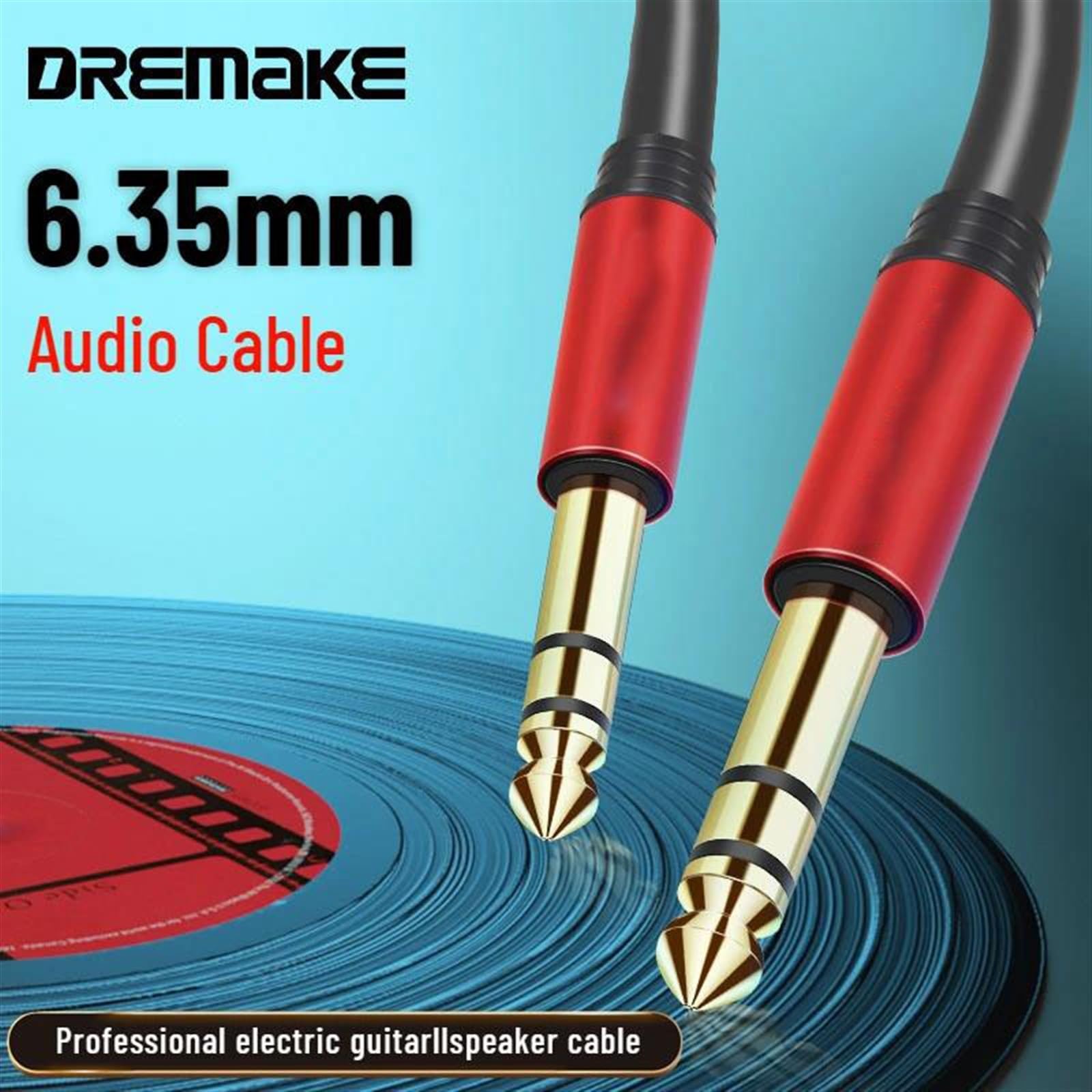 Przewód jack do gitary elektrycznej i basowej, Kabel gitarowy TS/TRS 1/4 cala męski do męskiego, wielokolorowy, różne rozmiary(Red Ts,7.5 m)