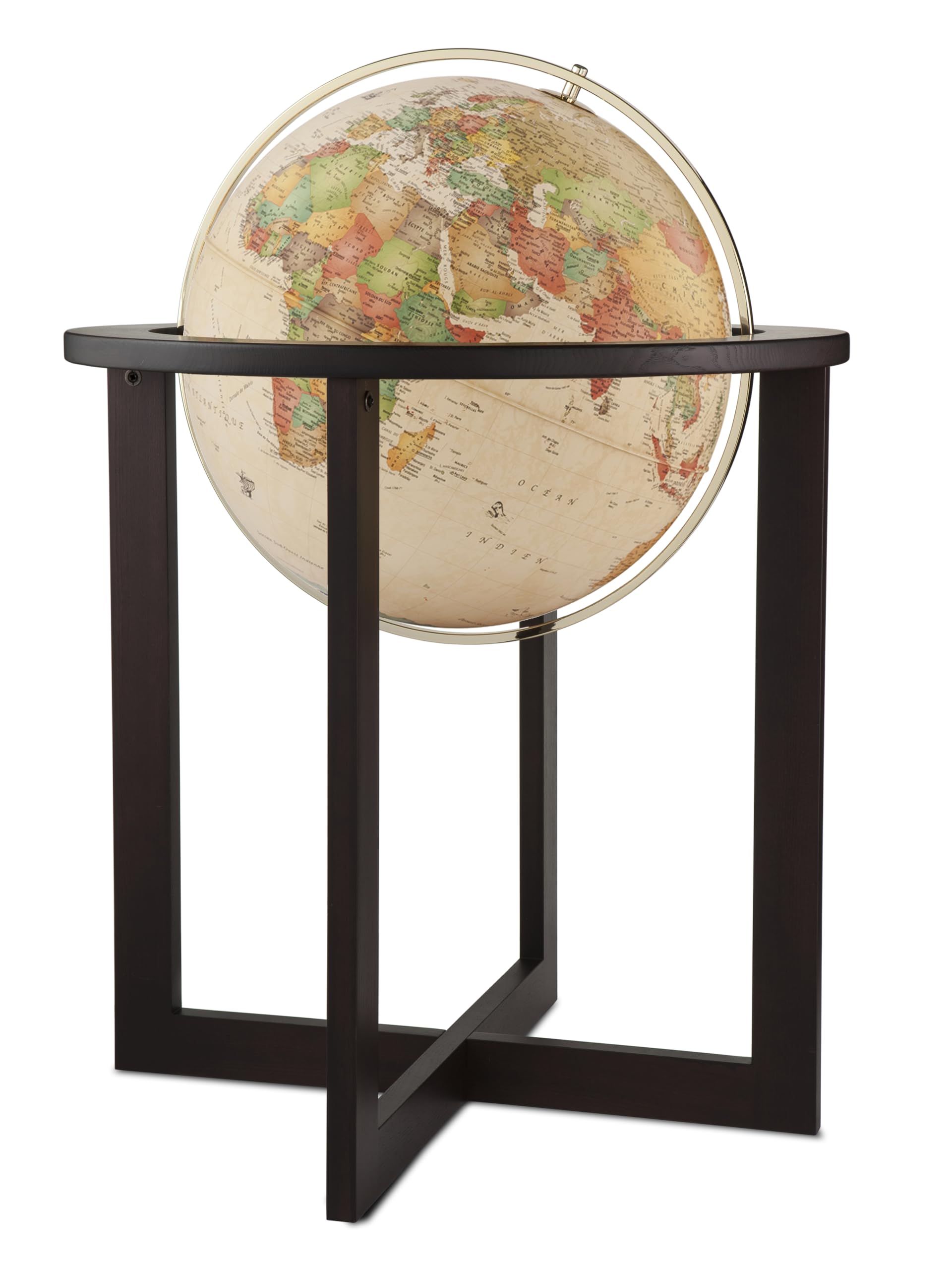 Mappamondo da Terra Luminoso, Stile Antico, Base in Frassino, Diametro 50 cm, Altezza 103 cm Cross Antique - Progressio