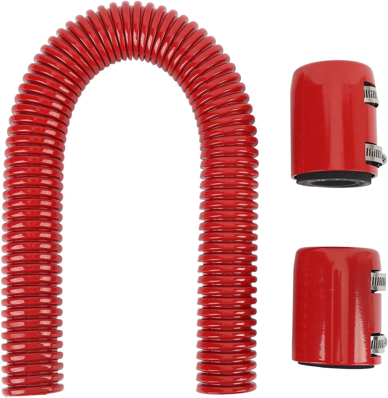 24in Stainless Steel Coolant Radiator Hose Kit Flexible Efficient Cooling Coolant Hose Kit for 1 3/4in 1 1/2in 1 1/4in Hose (Red)