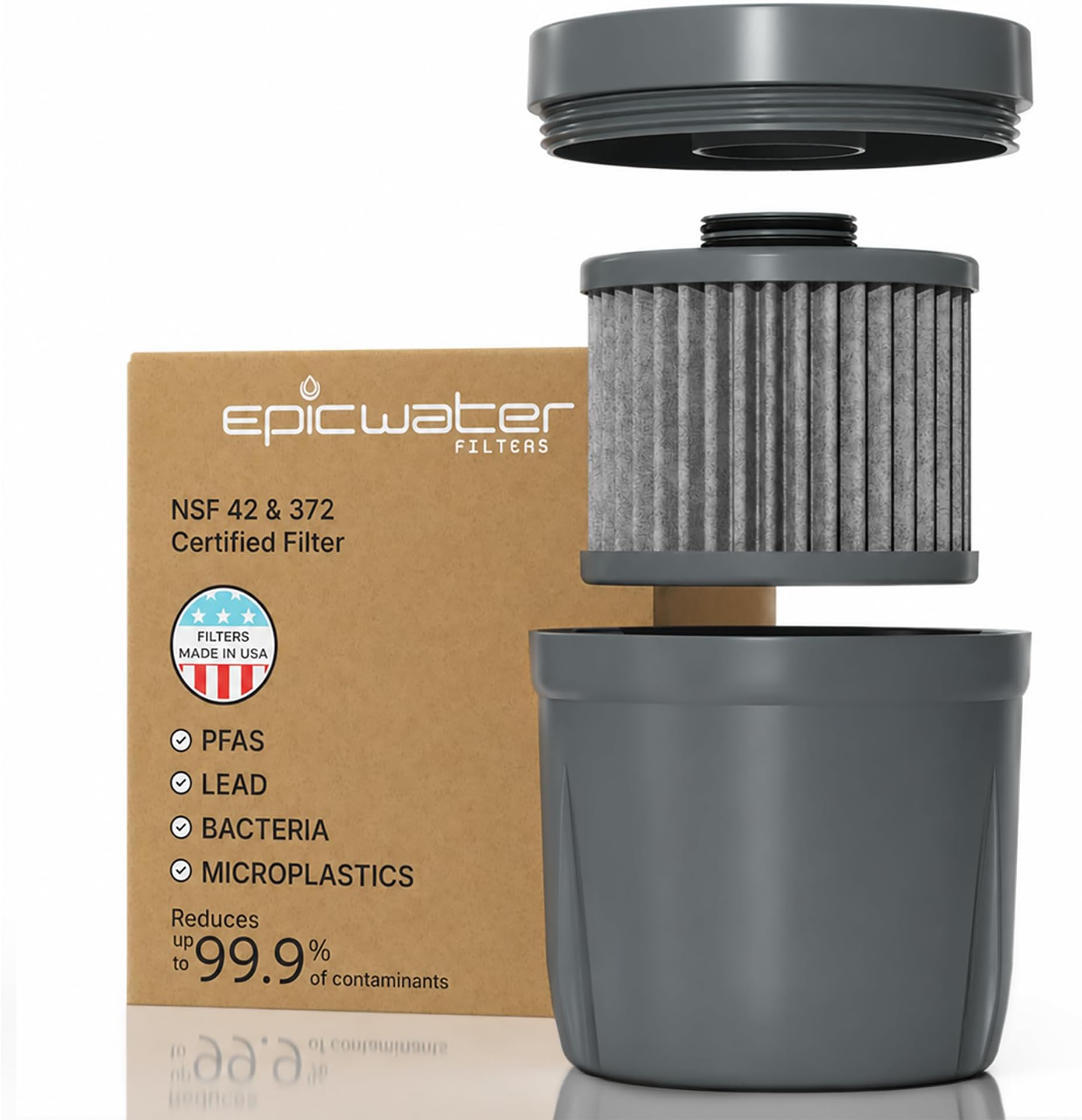 Replacement Filter Epic Nano Water Filter Pitcher | Removes Bacteria, Virus, Cyst, Fluoride, Lead, Chromium 6, PFOS, PFOA, Heavy Metals, Pesticides, Chemicals, Industrial Pollutants