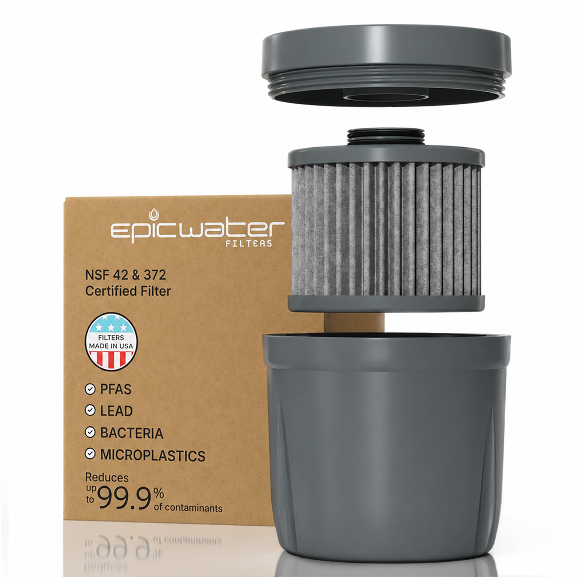 Replacement Filter Epic Nano Water Filter Pitcher | Removes Bacteria, Virus, Cyst, Fluoride, Lead, Chromium 6, PFOS, PFOA, Heavy Metals, Pesticides, Chemicals, Industrial Pollutants