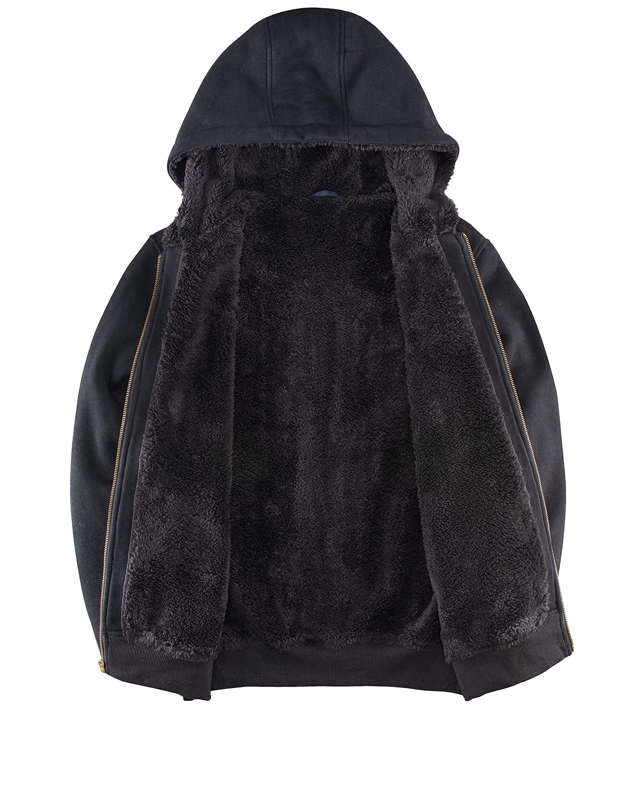 ZENTHACE Chaqueta con capucha de franela a cuadros para hombre, Negro, Small