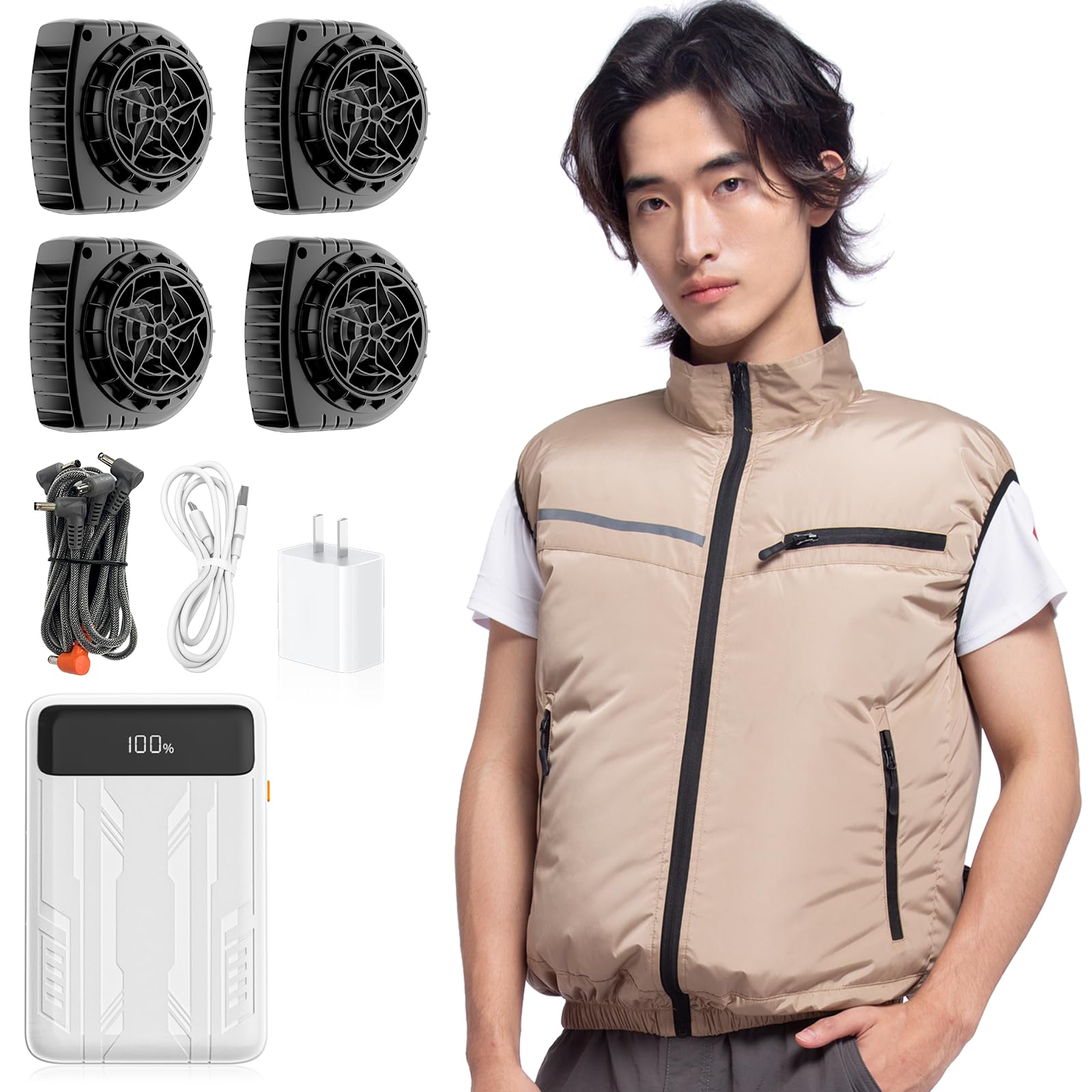 Amazon.co.jp: [Hon&Guan] 空調作業服 ファン付きベスト 4ファン
