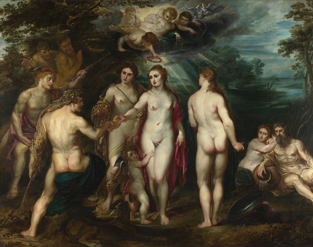 Jugement de Pâris Rubens grand tableau mural cadre noir mat