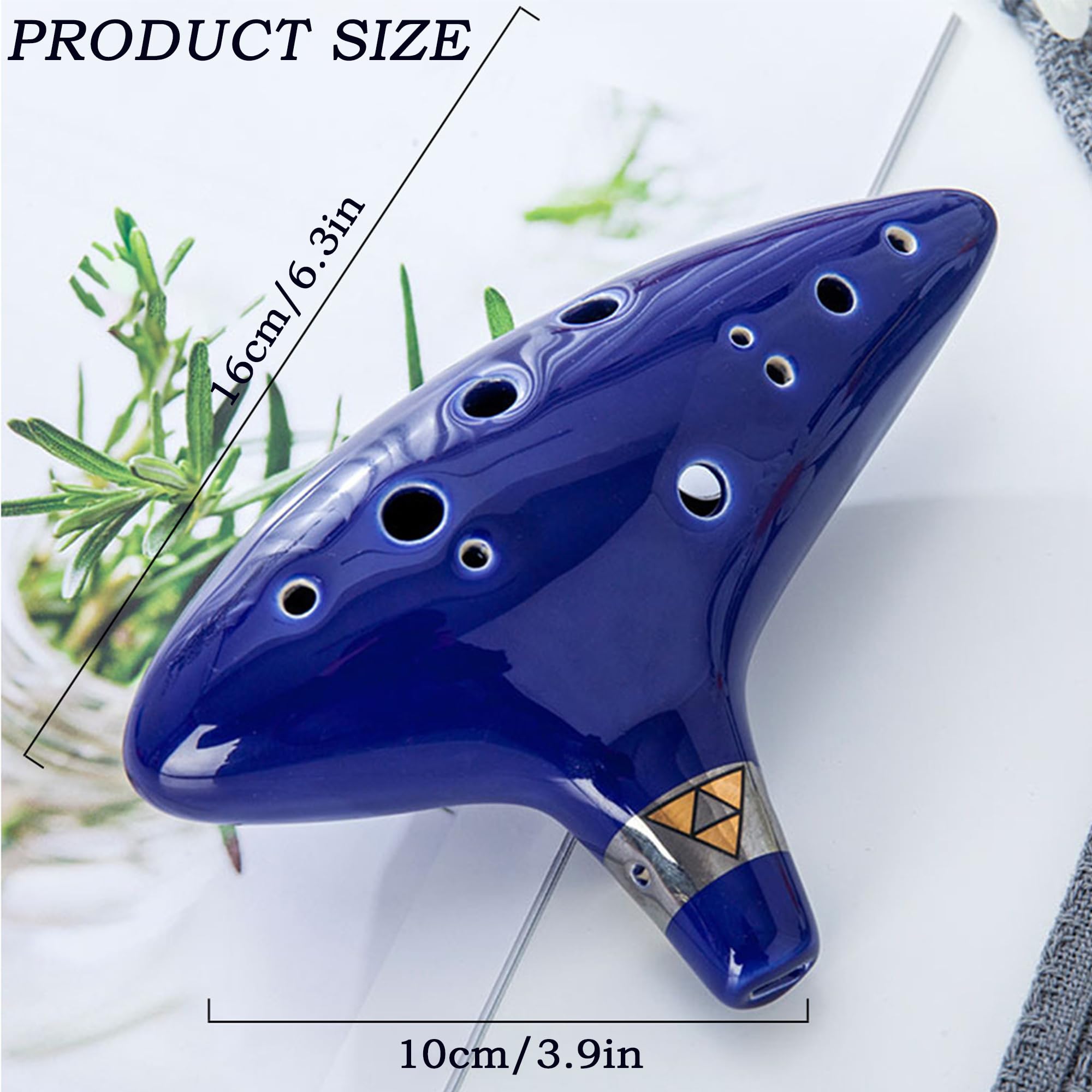 Ocarina, 12 Buche Alto C Leggenda di Ocarina, con Espositore a Forma di Mano, Custodia Protettiva, Cordino da Collo e Libro Canzoni, Adatto ai principianti (blu)