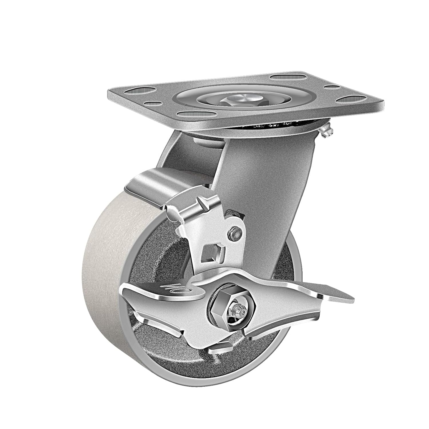 4x2 Industrial Casters- Heavy Duty casters,Cast Iron Wheel,Steel Casters Capacity up to 800 Lb. Use for Platform Truck, U-Boat Cart,Workbenches(1 Brake)