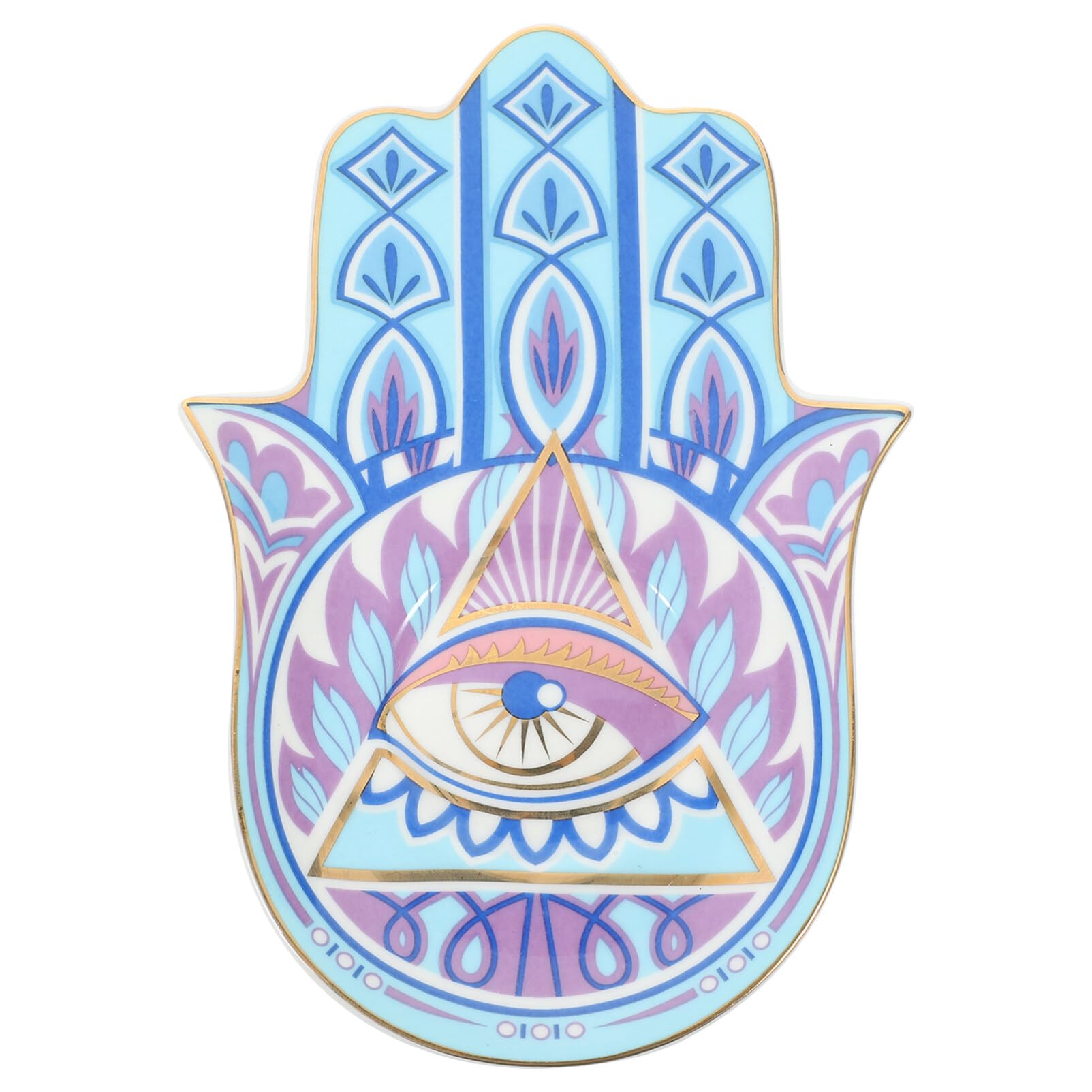 Veemoon Evil Eye Jewelry Holder, Hamsa Hand Ring Dish Ceramic Trinket Tray Turkish Decor Plate Boho Style Decorative Bowl Necklace Bracelet Storage Dish for Earrings Rings Key Home Decor