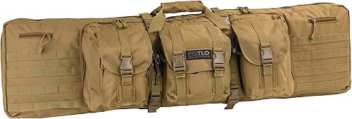 Vista 9 de TLO Outdoors Estuche doble para pistola de rifle, bolsa de rango suave, espacio para dos rifles, escopetas y almacenamiento para pistolas, pistolas