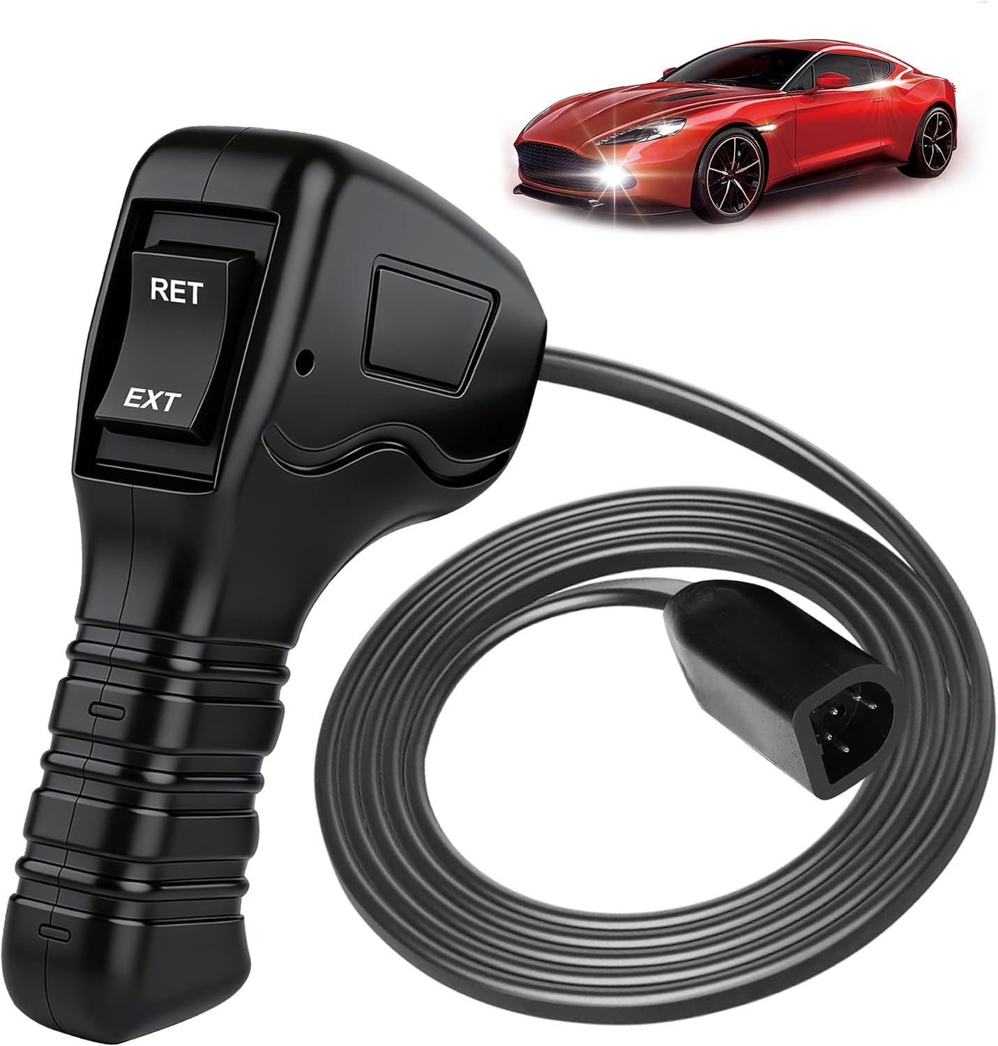 83665 Plug-in Truck Winch Remote Controller Replacement for M12000 M8000 VR12000-Compatible for Ford for Dodge for Ram Most SUV Winches，Ergonomic Grip with 12ft D-Shape Plug, with 5 Pin Plug