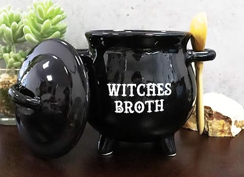 Miniatura 7 de Ebros Wicca Hocus Pocus Bruja Caldero Negro Magical Witches Caldo de Inmersión o Condimento Tazón O Como Taza Grande 18oz Con Escoba Cuchara Juego