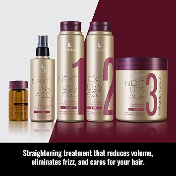 LENDAN - Next Liss Age Smoothing Booster - 6 x 7.6 ml - with 18-MEA and Hydrolyzed Keratin Concentrate - Enhances Professional Hair Straightening Treatment - Formaldehyde-Free