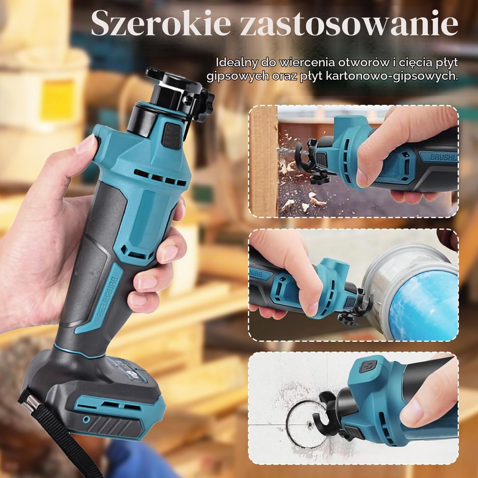 Bezprzewodowy przecinak do płyt gipsowo-kartonowych Kompatybilny z akumulatorem Makita 18 V, bezprzewodowe bezprzewodowe narzędzie obrotowe elektryczne 30000 obr./min Przenośny do cięcia drewna (gołe