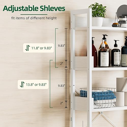 Miniatura 5 de OTK Almacenamiento sobre el inodoro, estante organizador de baño de 3 niveles, ahorro de espacio independiente con soporte para papel higiénico,