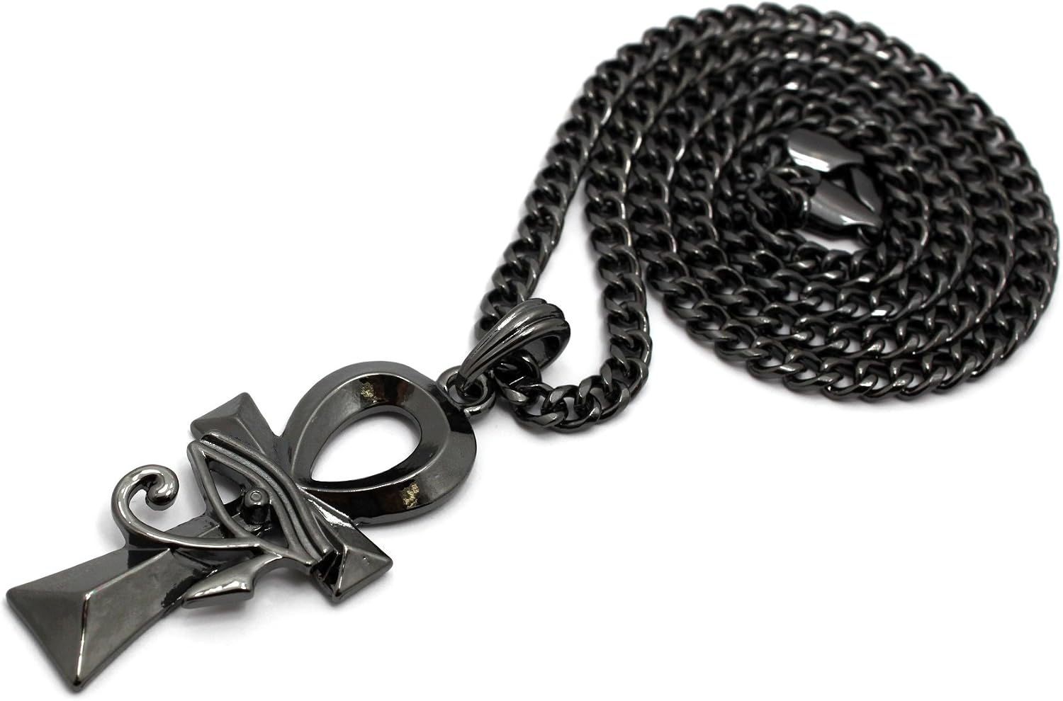 Fashion 21 Egyptian Micro Breath of Life Ankh Pendant 24 inches Various Chain Necklace in Hematite, Black Tone