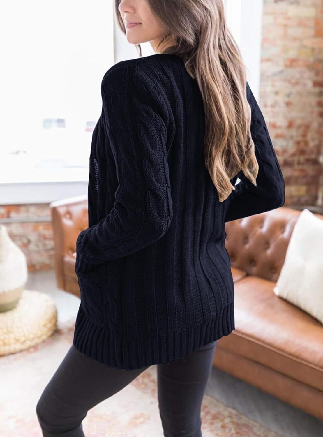 PRETTYGARDEN Women's Open Front Cardigan Sweaters Fall Fashion Button Down Cable Knit Chunky Winter Clothing Outerwear Coats - Image 2