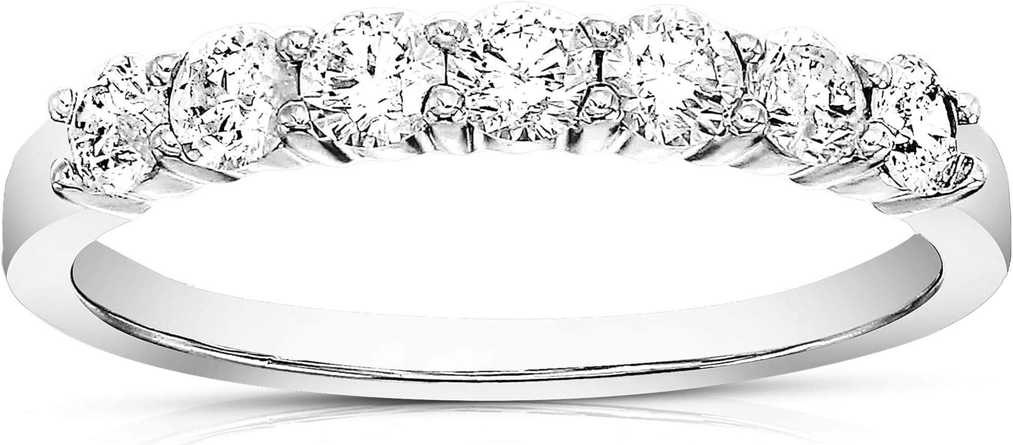 1/2 carat (ctw) Diamond Wedding Anniversary Band for Women, Round Diamond Engagement Ring 14K White Gold Prong Set 0.50 cttw, Size 4-10