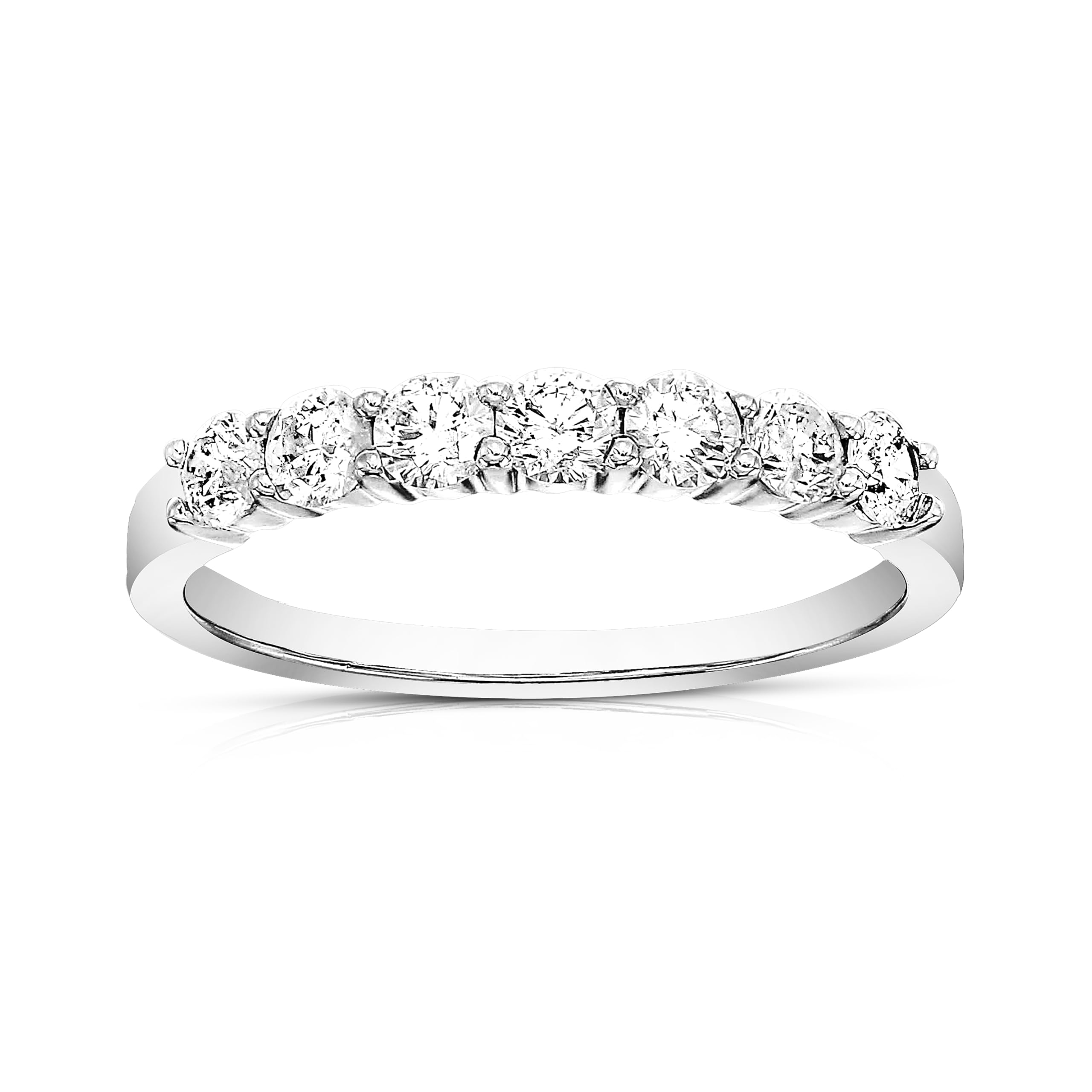 1/2 carat (ctw) Diamond Wedding Anniversary Band for Women, Round Diamond Engagement Ring 14K White Gold Prong Set 0.50 cttw, Size 4-10