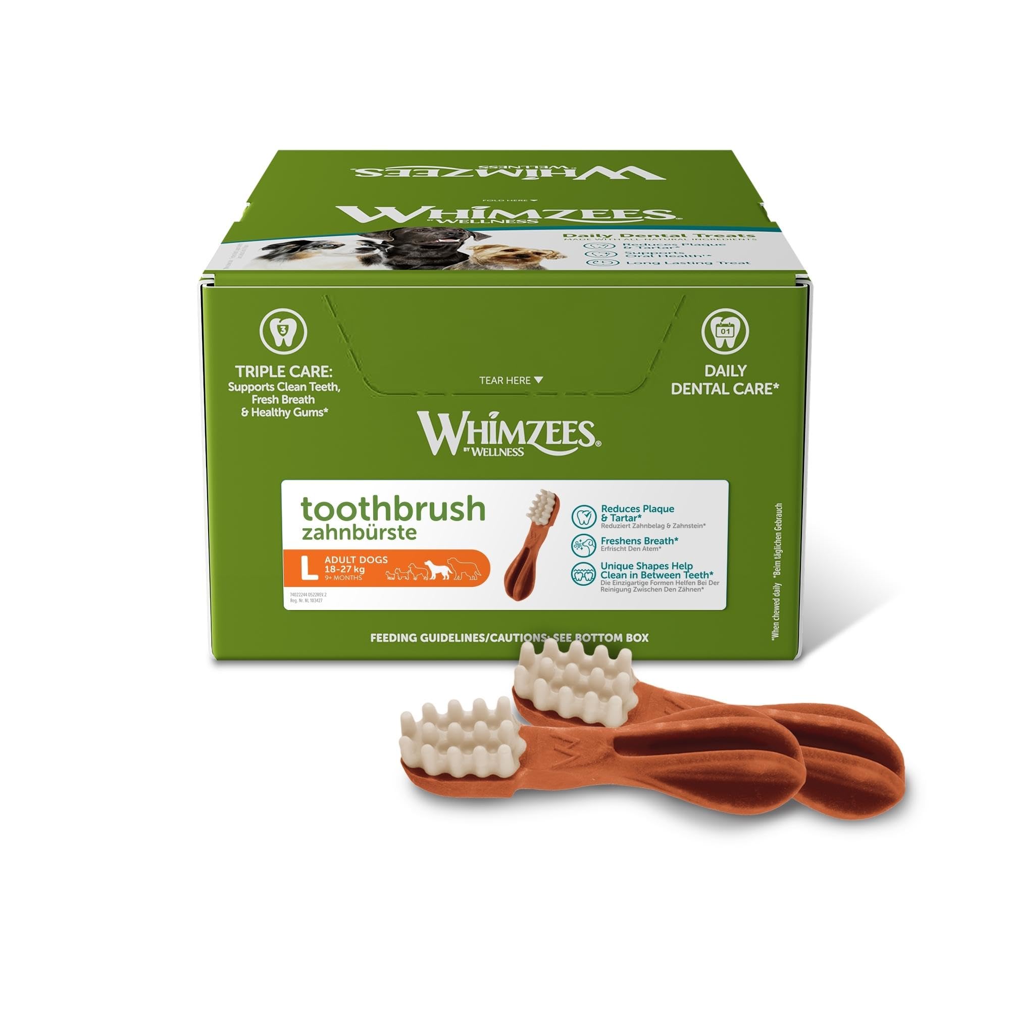 Whimzees Toothbrush Size L / 30 Pieces in Display Pack of 1 (1 x 1.8 kg)