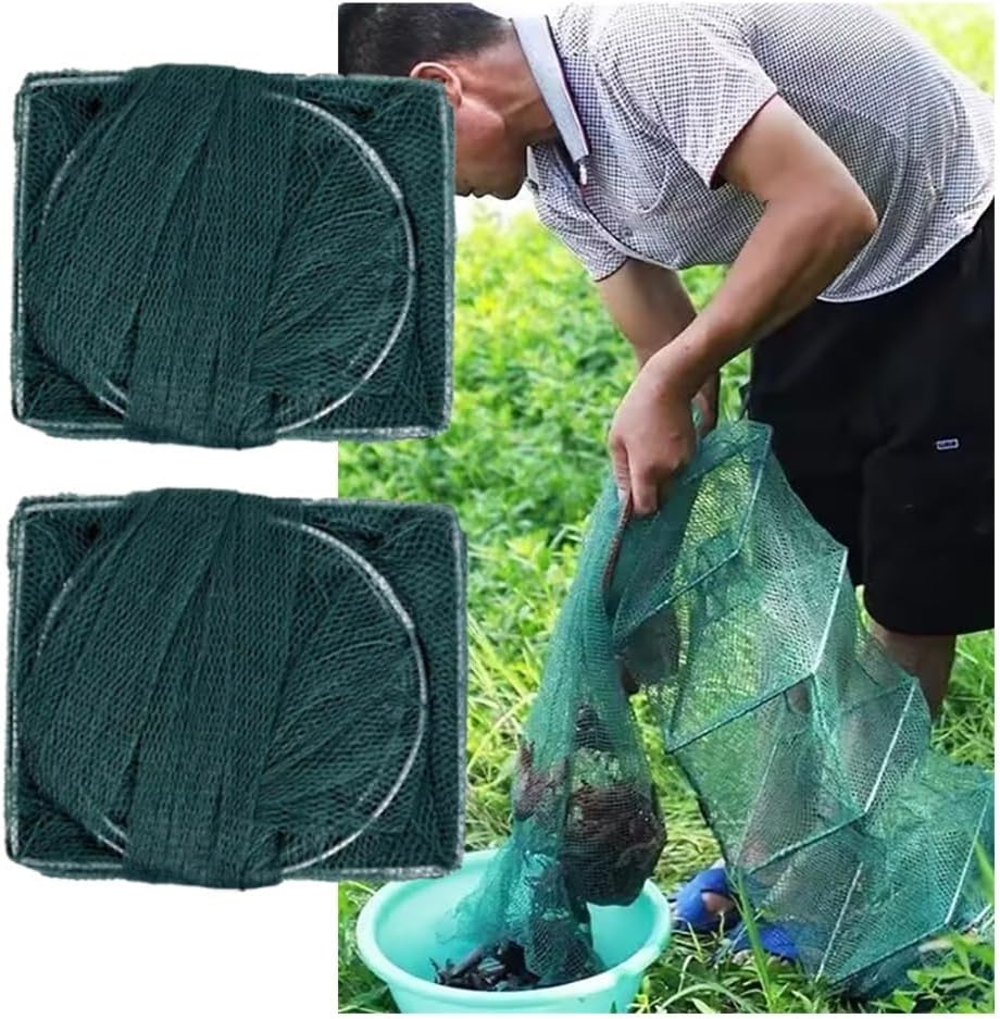 2 Pack 7.9-52.5' Long Shrimp and Crab Bait Trap, Fish Traps Fishing Cast Net, Automatically Trap Catch More Fish Easily