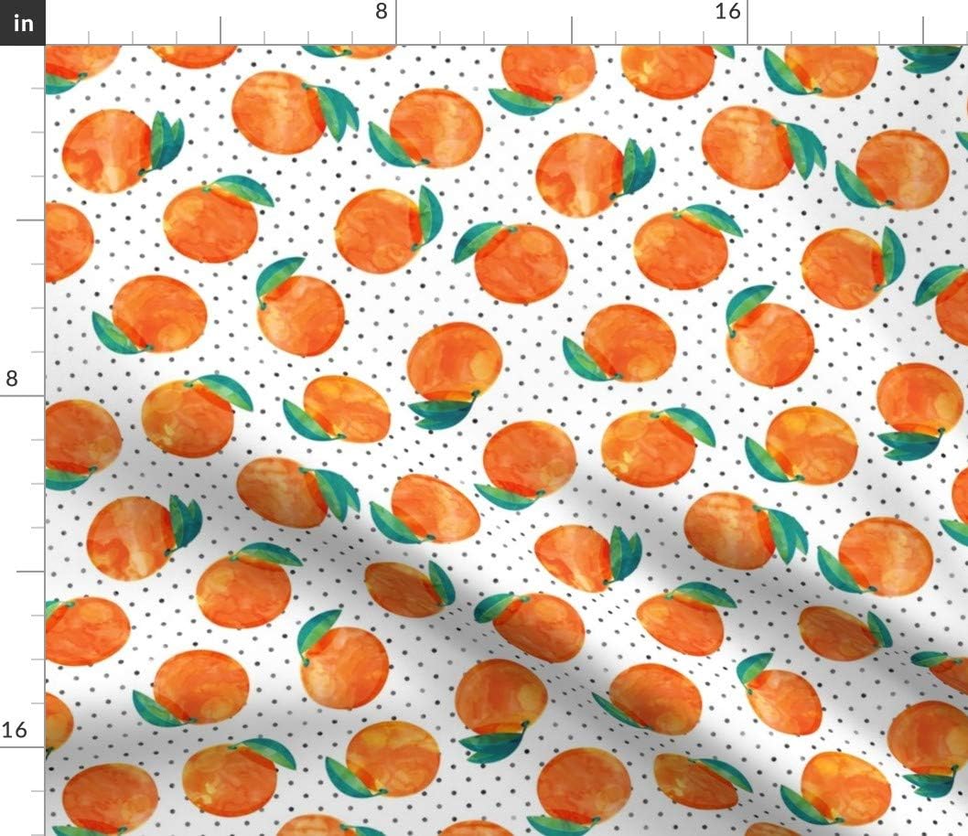 Spoonflower Fabric - Watercolor Clementine Polka Dots Oranges Fruit Kitchen Printed on Petal Signature Cotton Fabric by The Yard - Sewing Quilting Apparel Crafts Decor