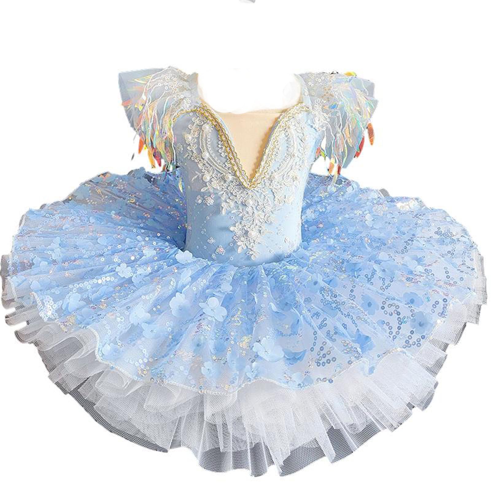 OTMYIGO Tenue de Ballet pour Enfants Robe Tutu de Princesse pour Filles Vêtements de Danse Jupe de compétition de Performance Vêtements de Danse