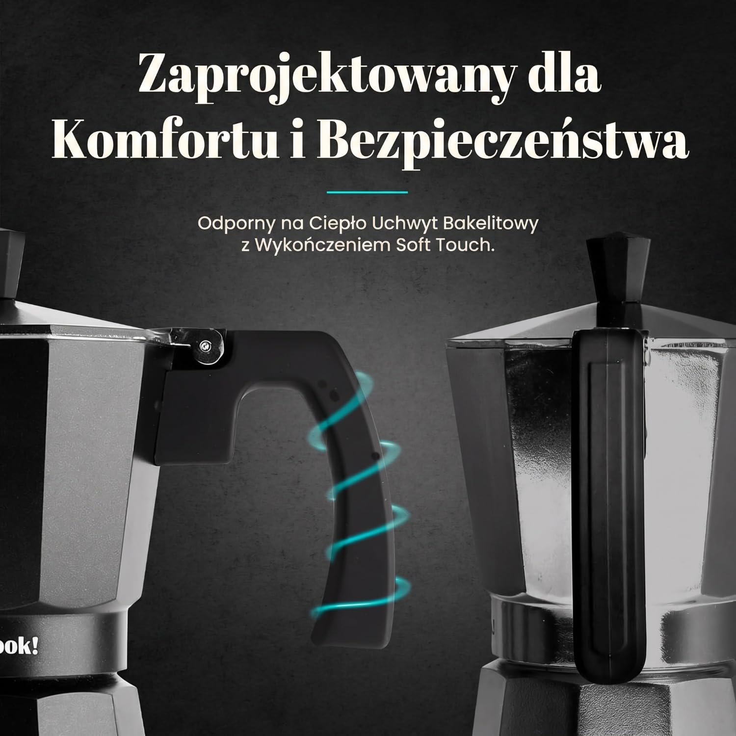 WECOOK! - 9 filiżanek włoskiego zaparzacza do kawy do espresso na indukcję | stal nierdzewna do płyt ceramicznych, indukcji Caffettiera | aluminiowy ekspres do espresso, mały, zawór bezpieczeństwa