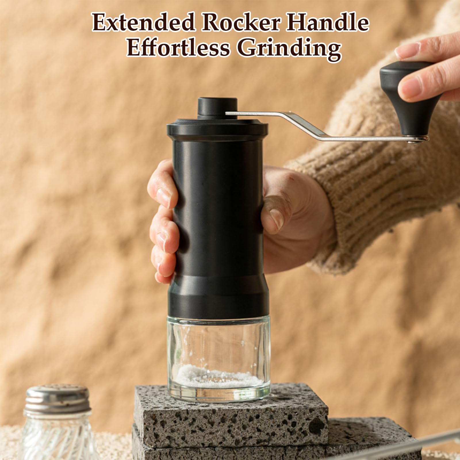 Moulin à Café Manuel Réglable 40 Niveaux - Broyeur Céramique, Réservoir Verre, Pour Espresso, French Press, Moka