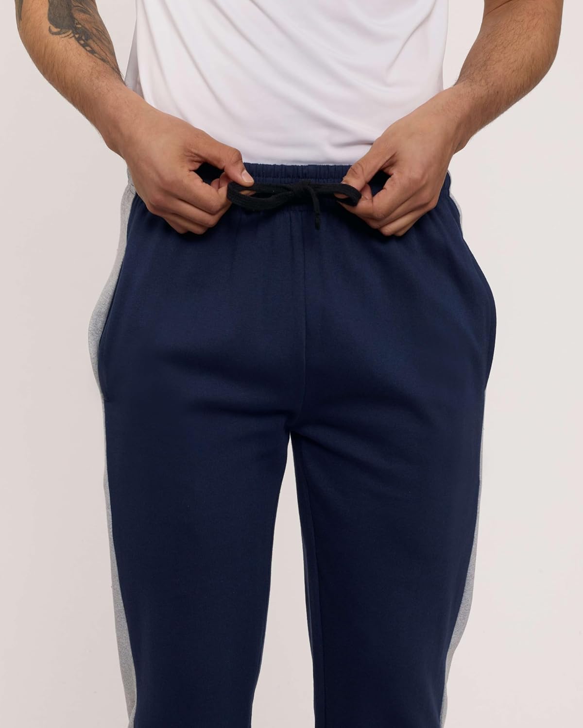 Real Essentials 3 Pack: Men's Tech Fleece Athletic Casual Open Bottom Sweatpants with Pockets (Available in Big & Tall) - Image 3