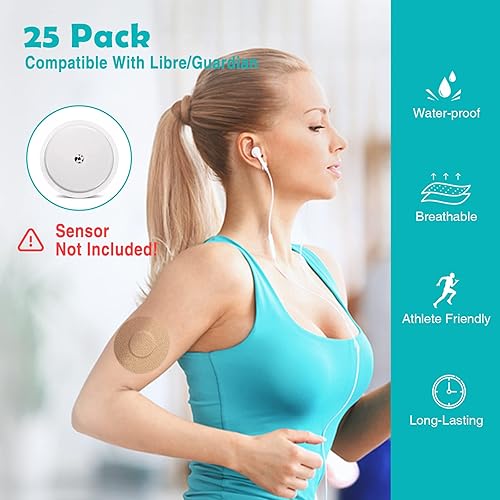 Miniatura 2 de Parches CGM para Freestyle Libre y Medtronic Guardian (paquete de 25), resistentes al sudor, impermeables, transpirables, respetuosos con la piel,