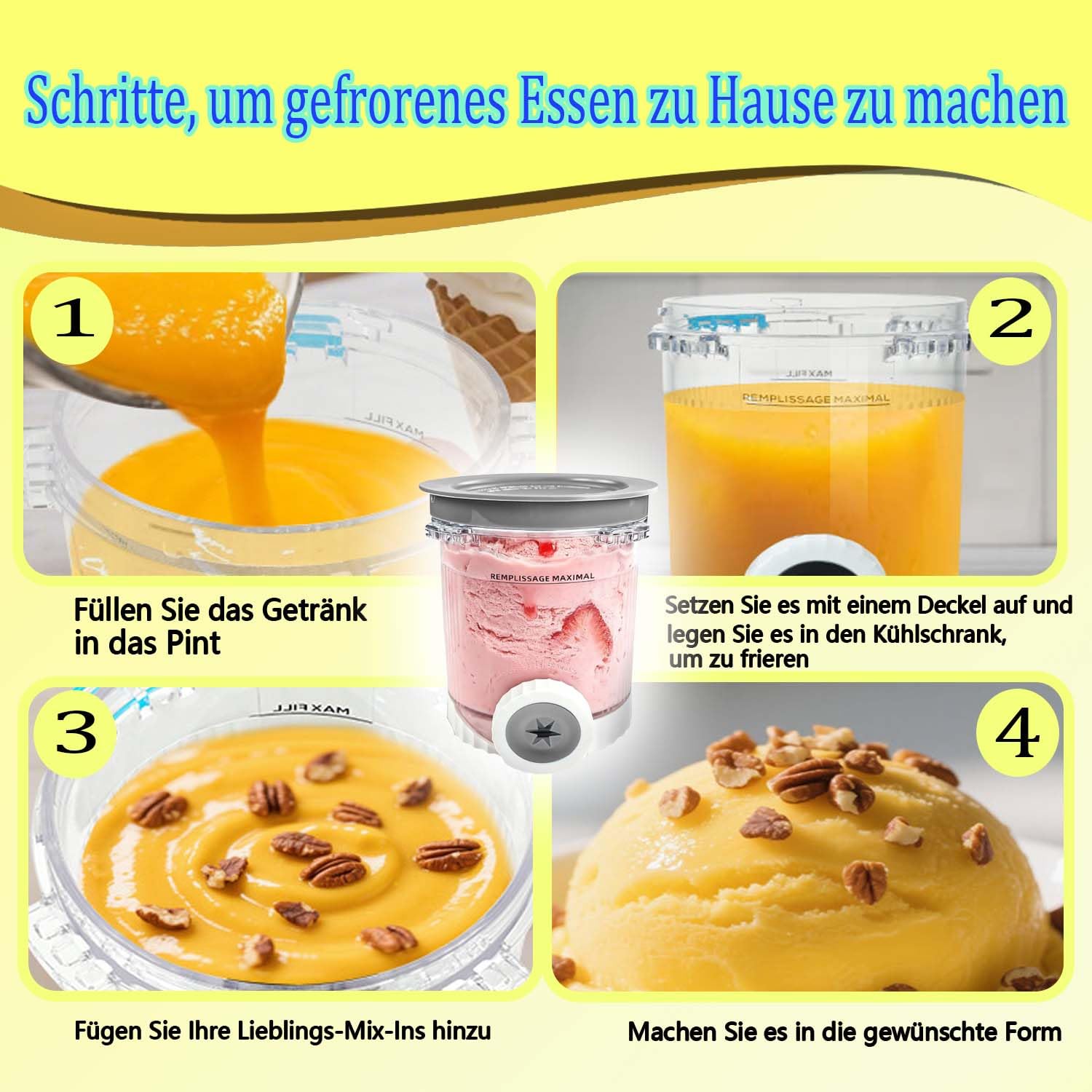 Per 2 contenitori per gelato Ninja Swirl Creami da 480 ml per gelatiere Ninja Creami serie NC701 e NC700 - Senza BPA Lavabili in lavastoviglie Accessori per gelatiere (con coperchi grigi)