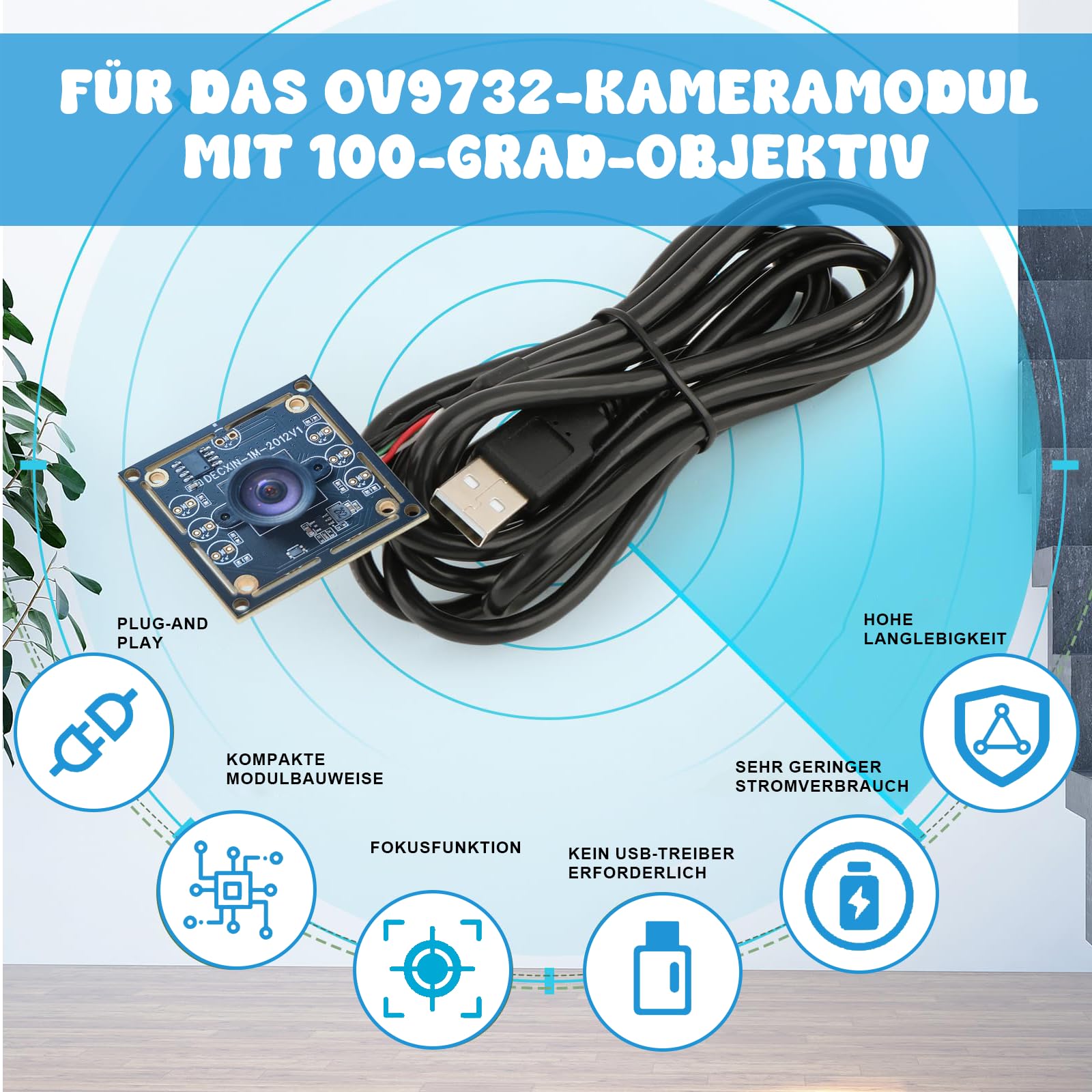 OV9732 Kameramodul,3 STK 100-Grad-Kameramodul, Höchste Auflösung 1280 X 720, 30 Fps, Gesichtserkennung Bilderfassung Kabel USB2.0 für autodarts Dart Kamerasystem