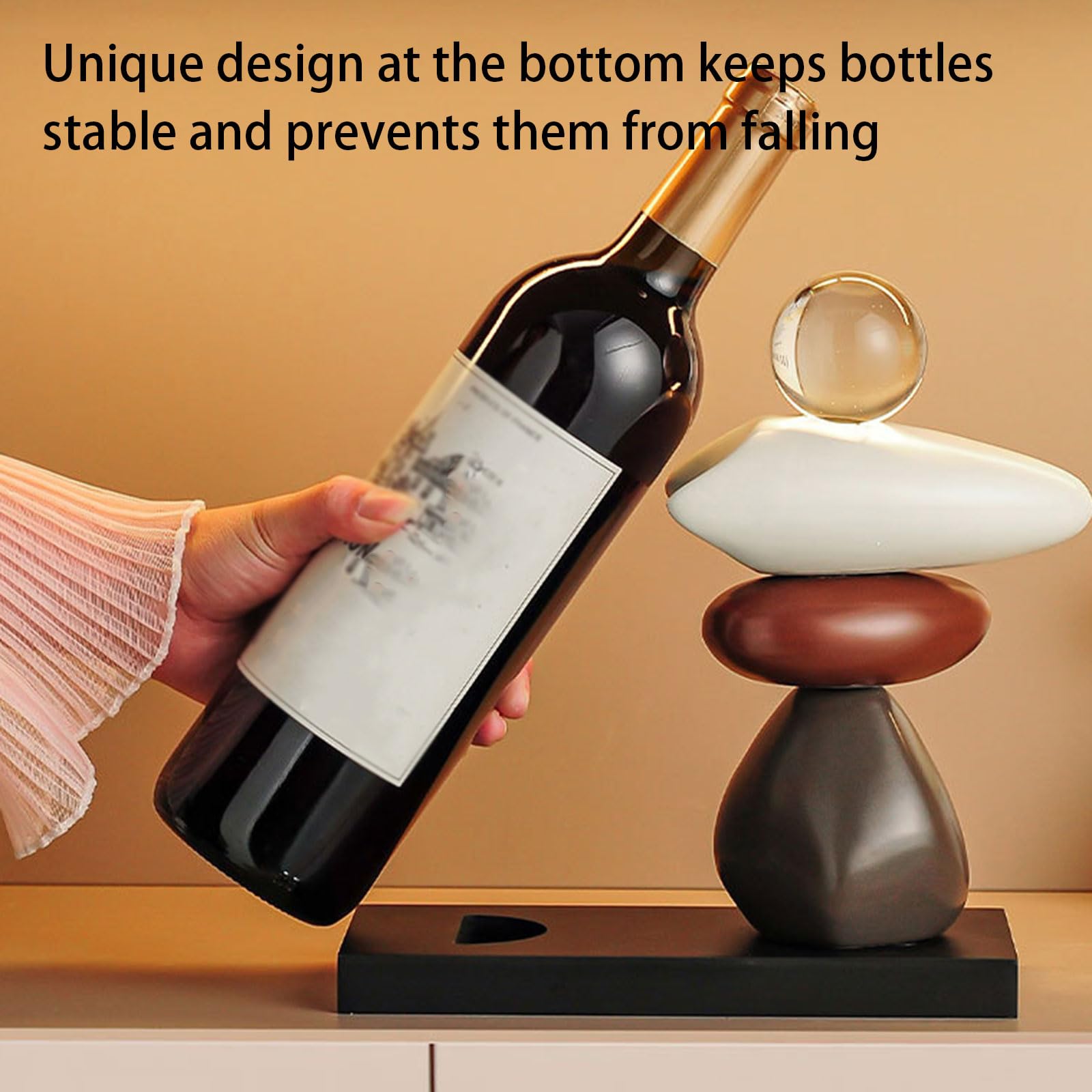Soporte para Una Sola Botella De Vino Pequeño Botellero De Encimera Decorativo, Soporte Moderno para Botellas Expositor para Restaurante, Regalo Novedoso De Cerámica y Cristal