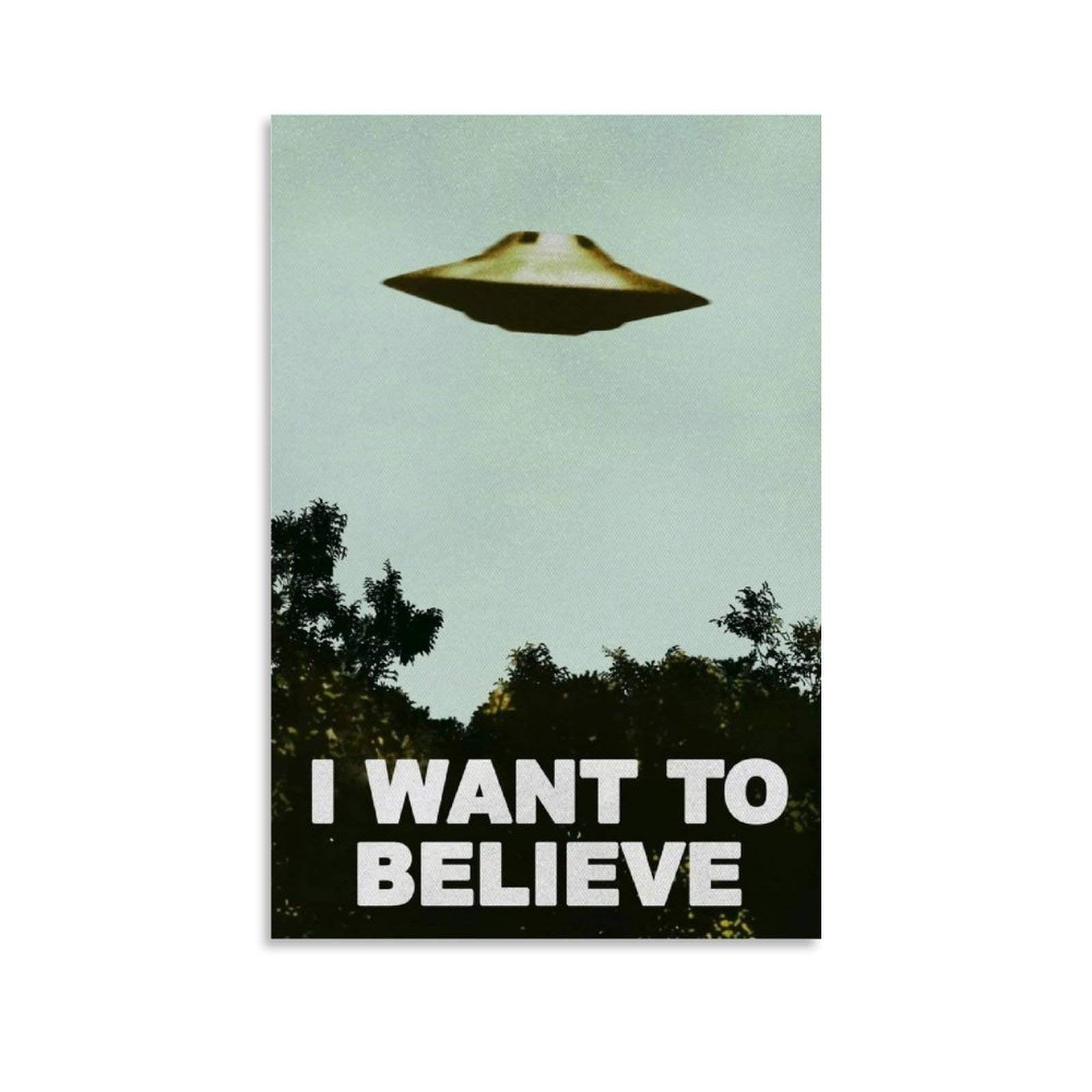 Hellove Unframe-Style1 Ufo Alien Poster I Want To Believe Poster Decorative Painting Canvas Wall Posters And Art Picture Print Modern Family Bedroom Decor Posters 20X30inch(50X75cm)