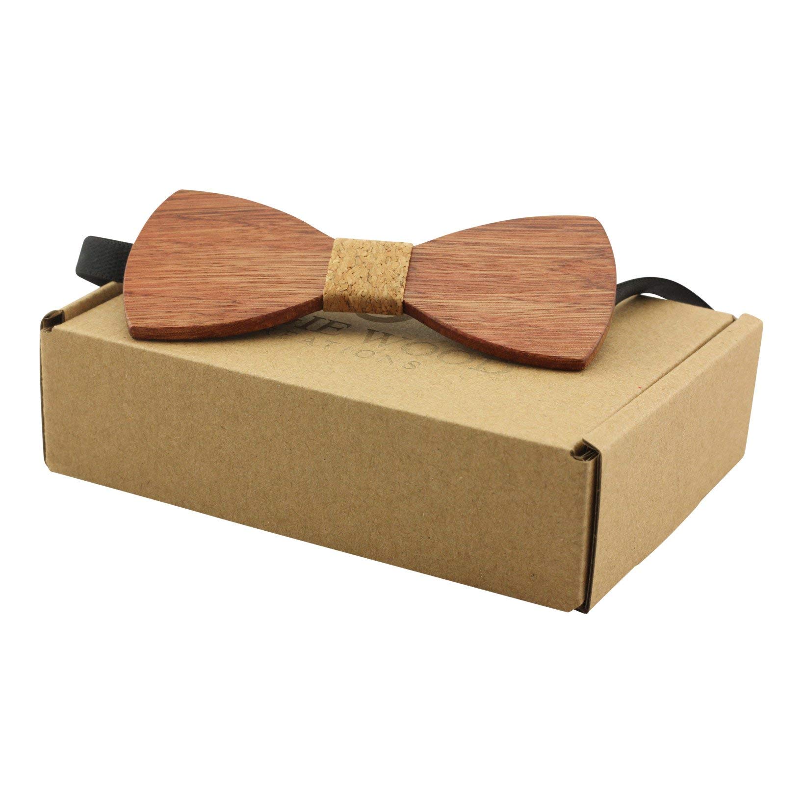Angie Wood Creations Adult-Sized Large Round Wooden Bow Tie with Cork Centre