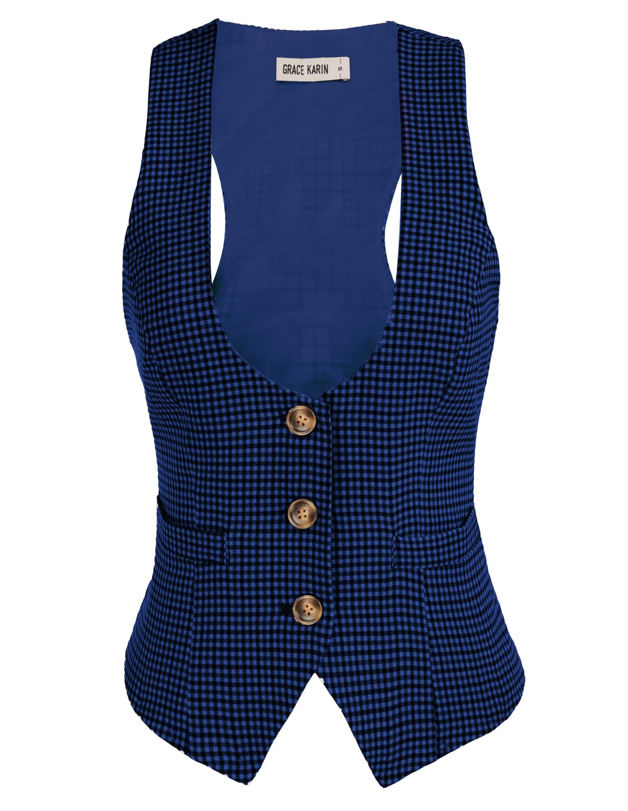 GRACE KARIN Women's Suit Vest Top, Dressy Casual Sleeveless Button Waistcoat, Fromal Steampunk Blazer for Work Office