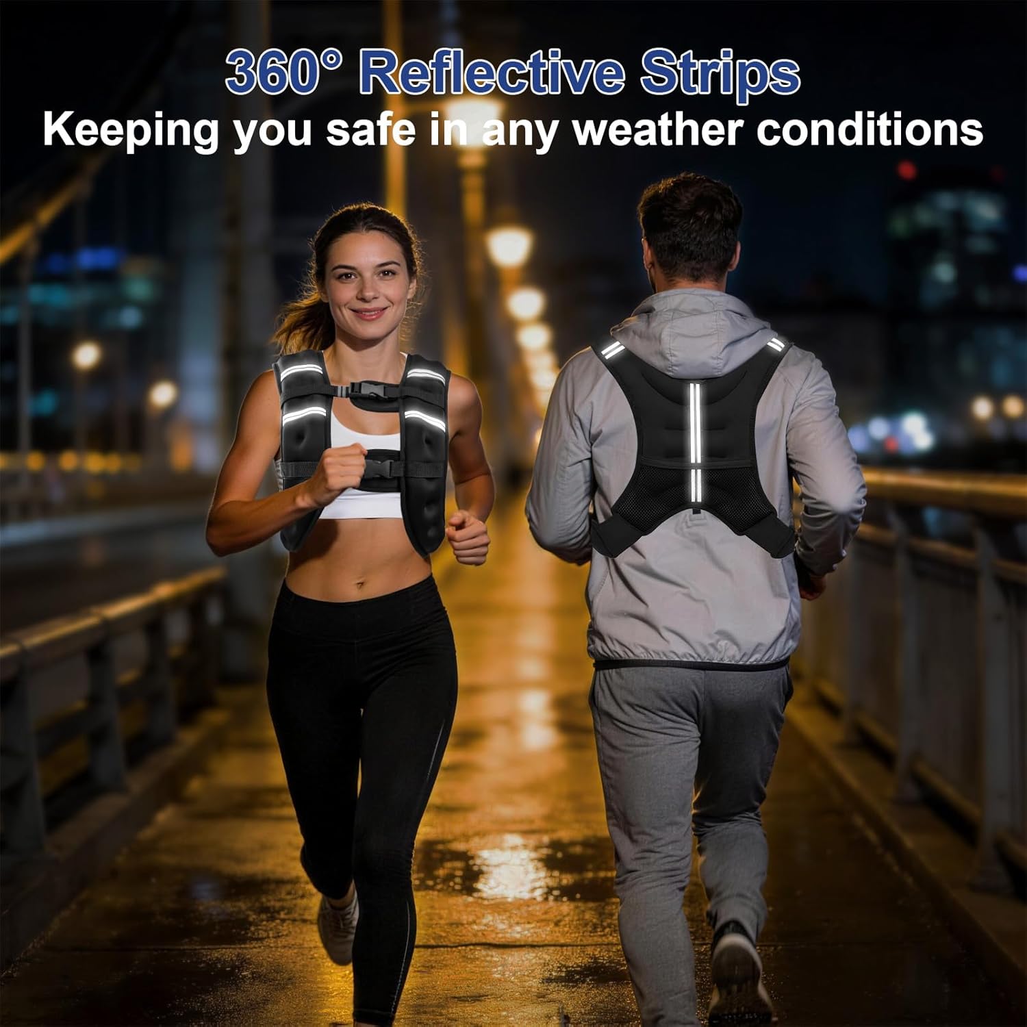 Condition photo showing New/Like New for zikopomi weighted vest woman man, 6lb/8lb/12lb/16lb/20lb/25lb/30lb weight vest with reflective stripes for workout, strength training, running, fitness, muscle building, weight loss, rucking vest 20lb black