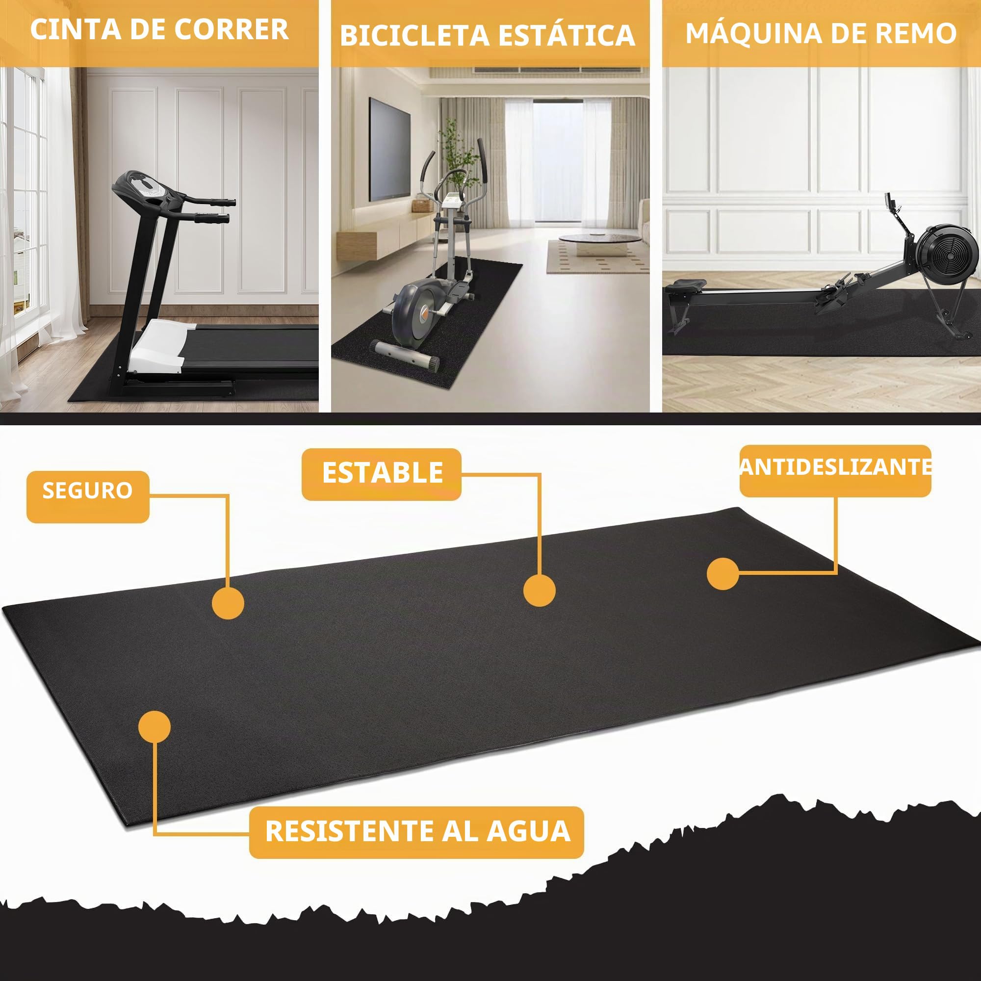 BalanceFrom Fitvids GoFit Alta Densidad Cinta de Correr Ejercicio Bicicleta Equipo Alfombrilla, 3 x 6.5-ft, GoFit, Regular