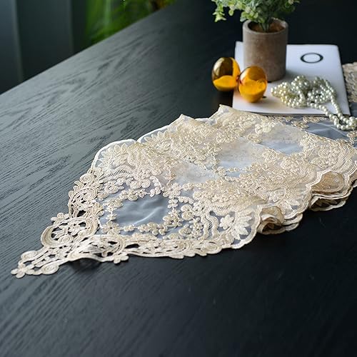 Miniatura 2 de SUTAVIA Camino de mesa de patio bordado, pañuelo clásico rectangular de macramé, para cocina, comedor, mesa de café, banquete de boda y decoración